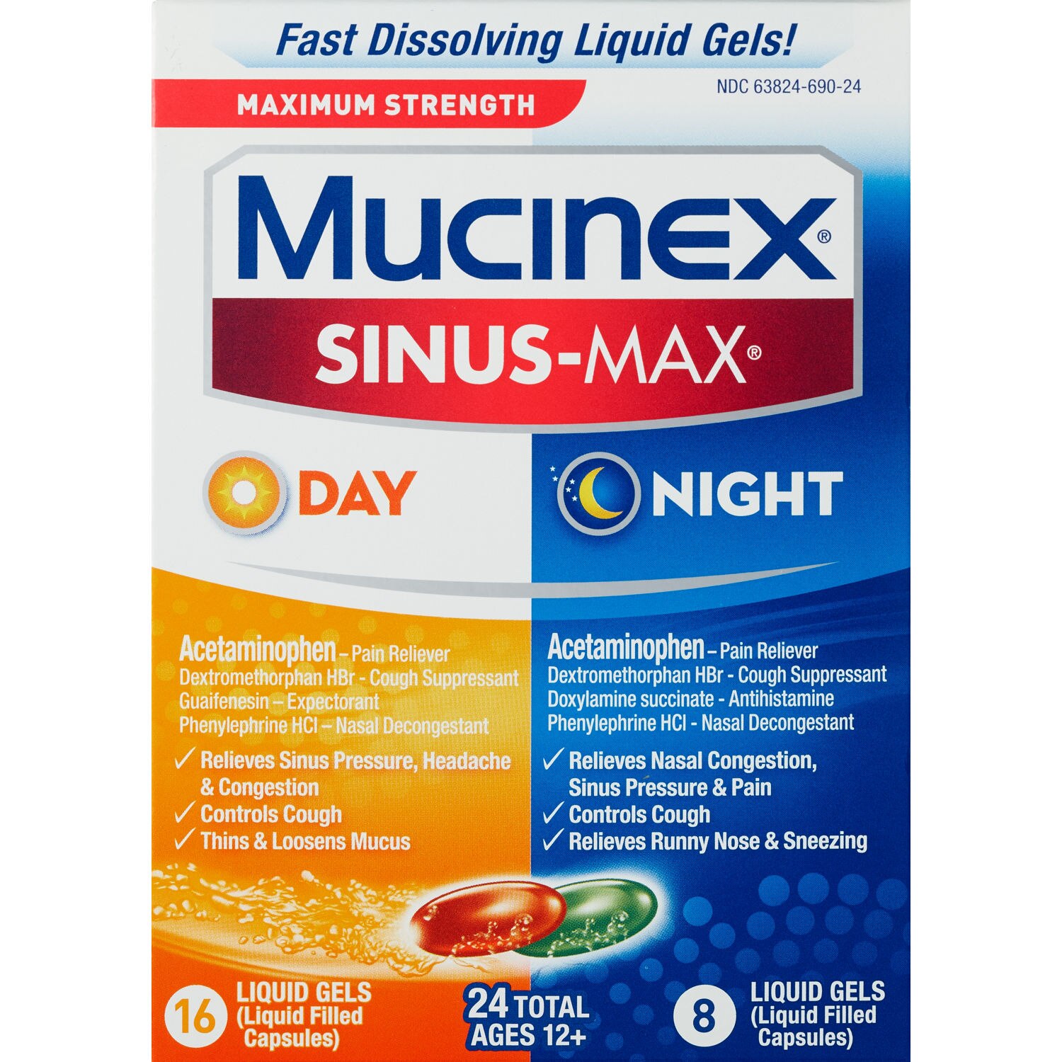 Mucinex Sinus-Max Day and Night Liquid Gels, 24CT