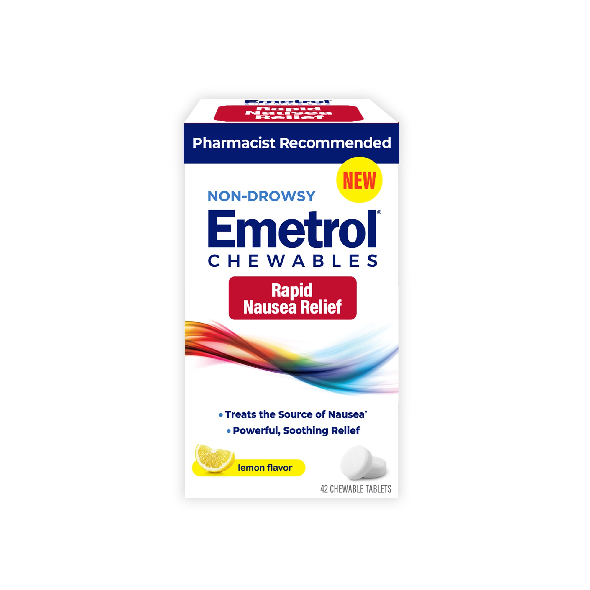 Emetrol Non-Drowsy Rapid Nausea Relief Chewables, Lemon Flavor, 42 CT