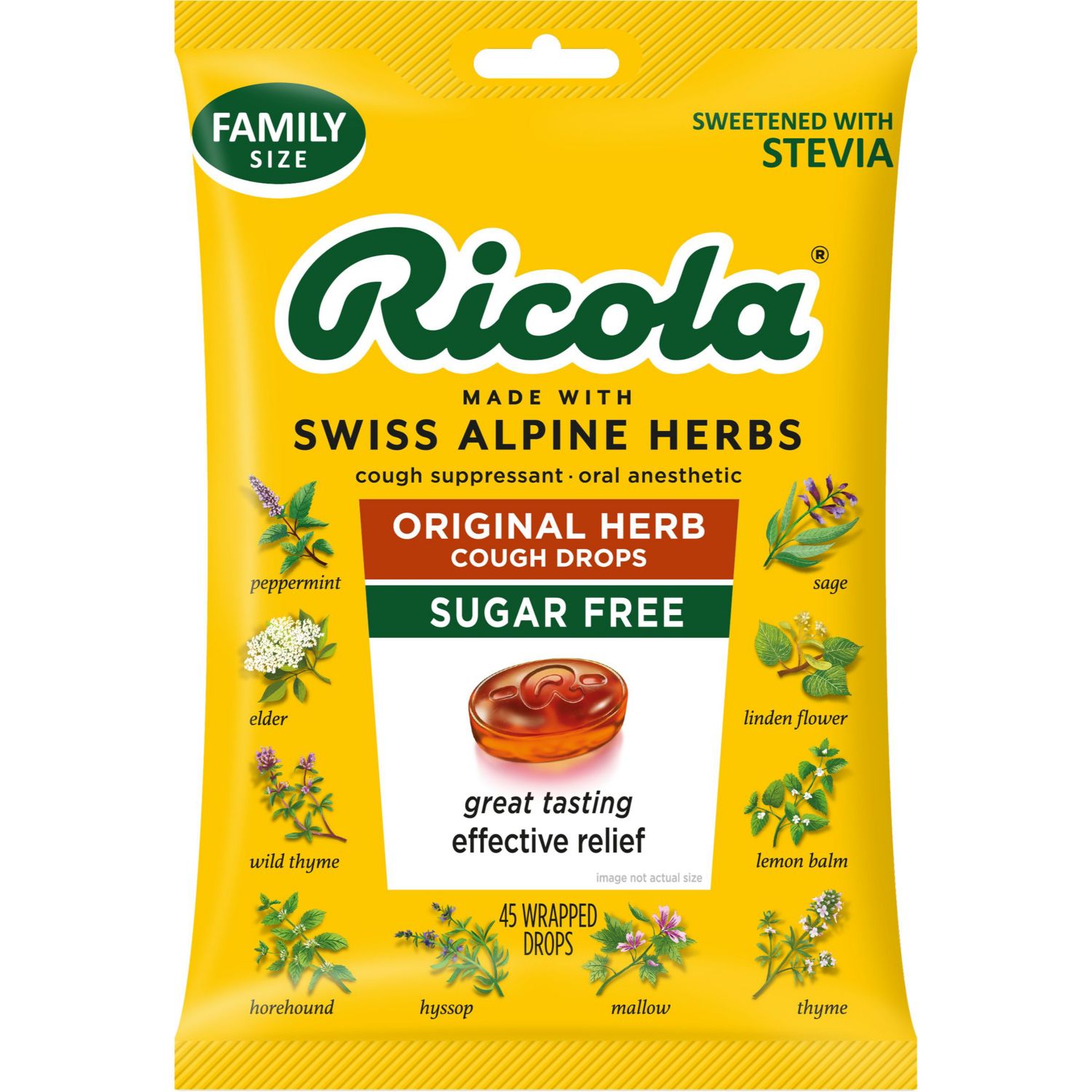 Ricola Mountain Herb Sugar Free Drops, 45 CT