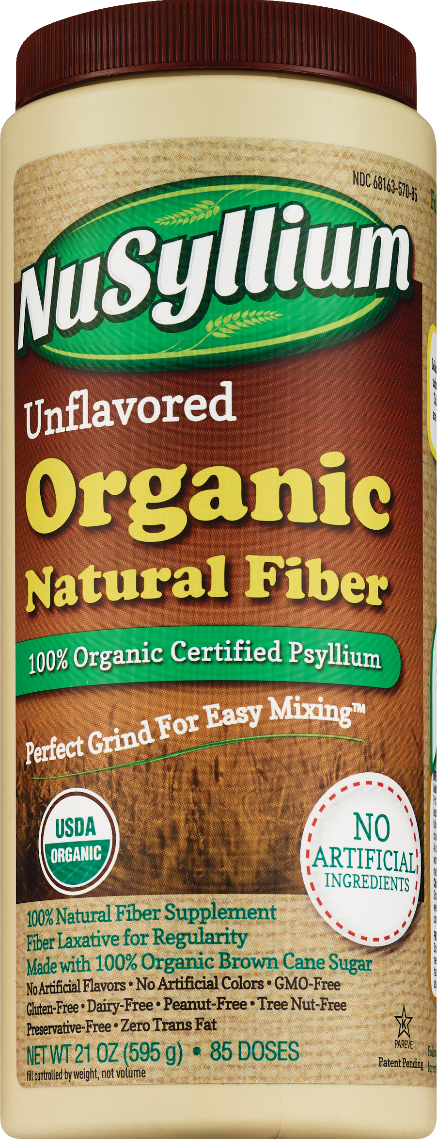 NuSyllium Unflavored Organic Natural Fiber, 21 OZ