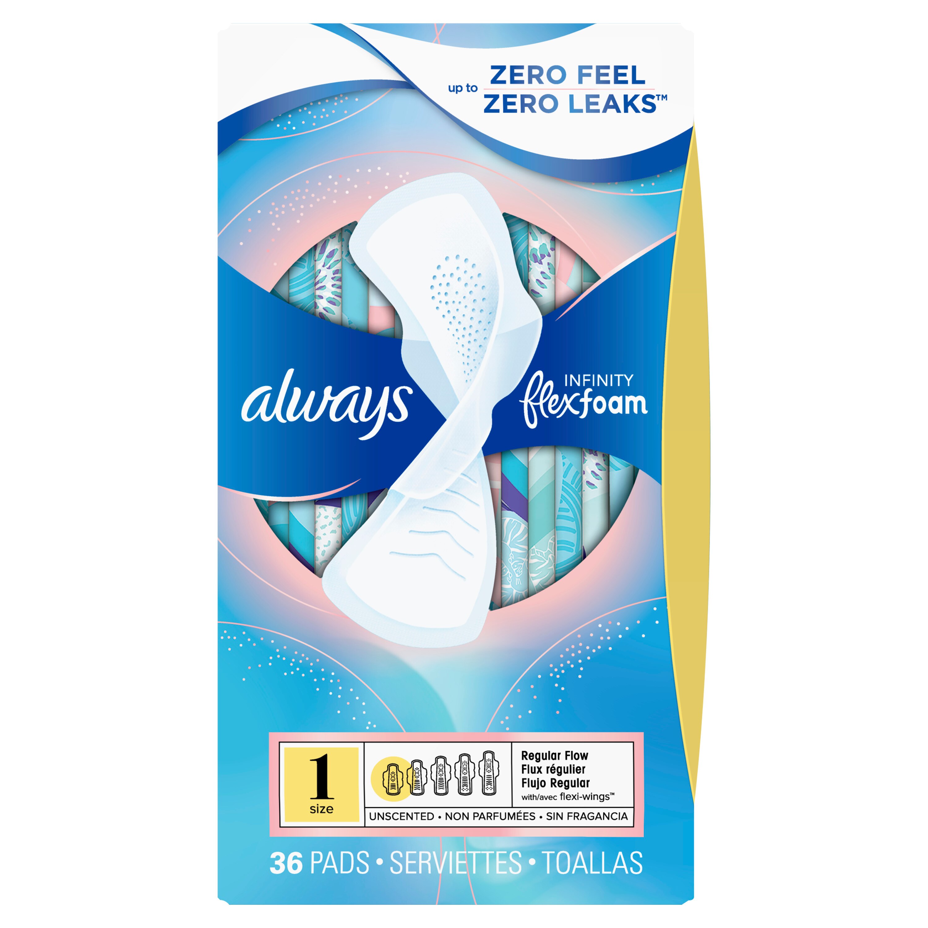 Always Infinity FlexFoam Size 1 Pads, Unscented, Regular