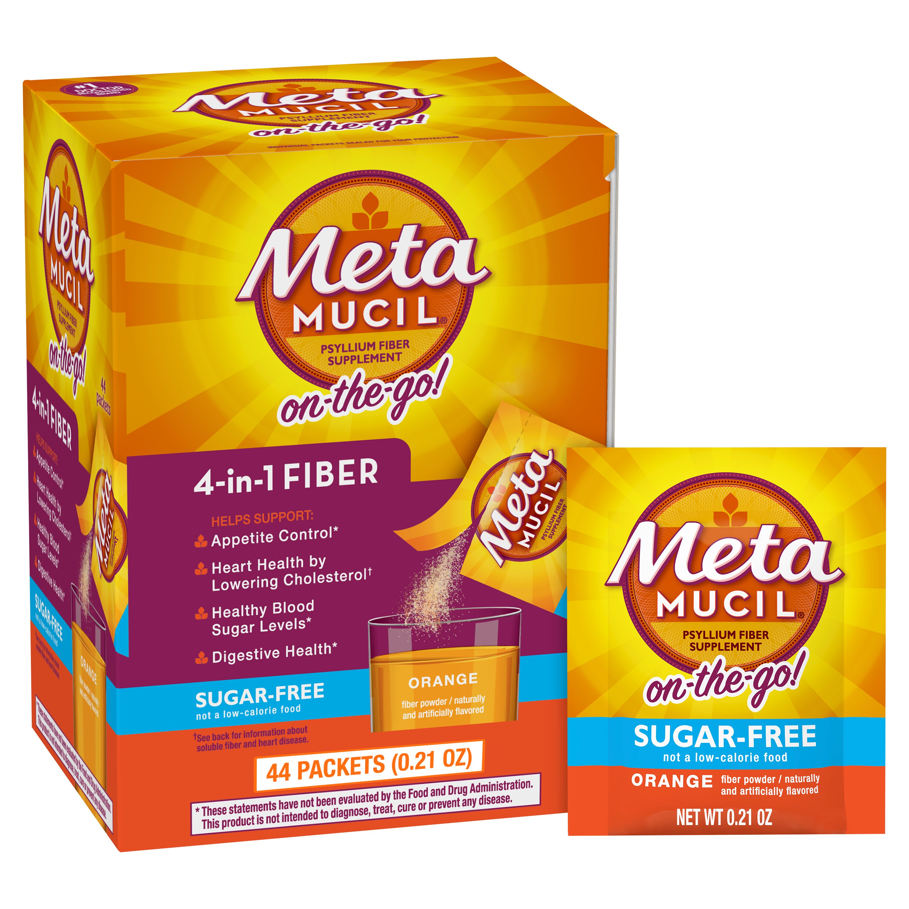 Metamucil 4-in-1 Psyllium Fiber Sugar-Free Single Serve Packets