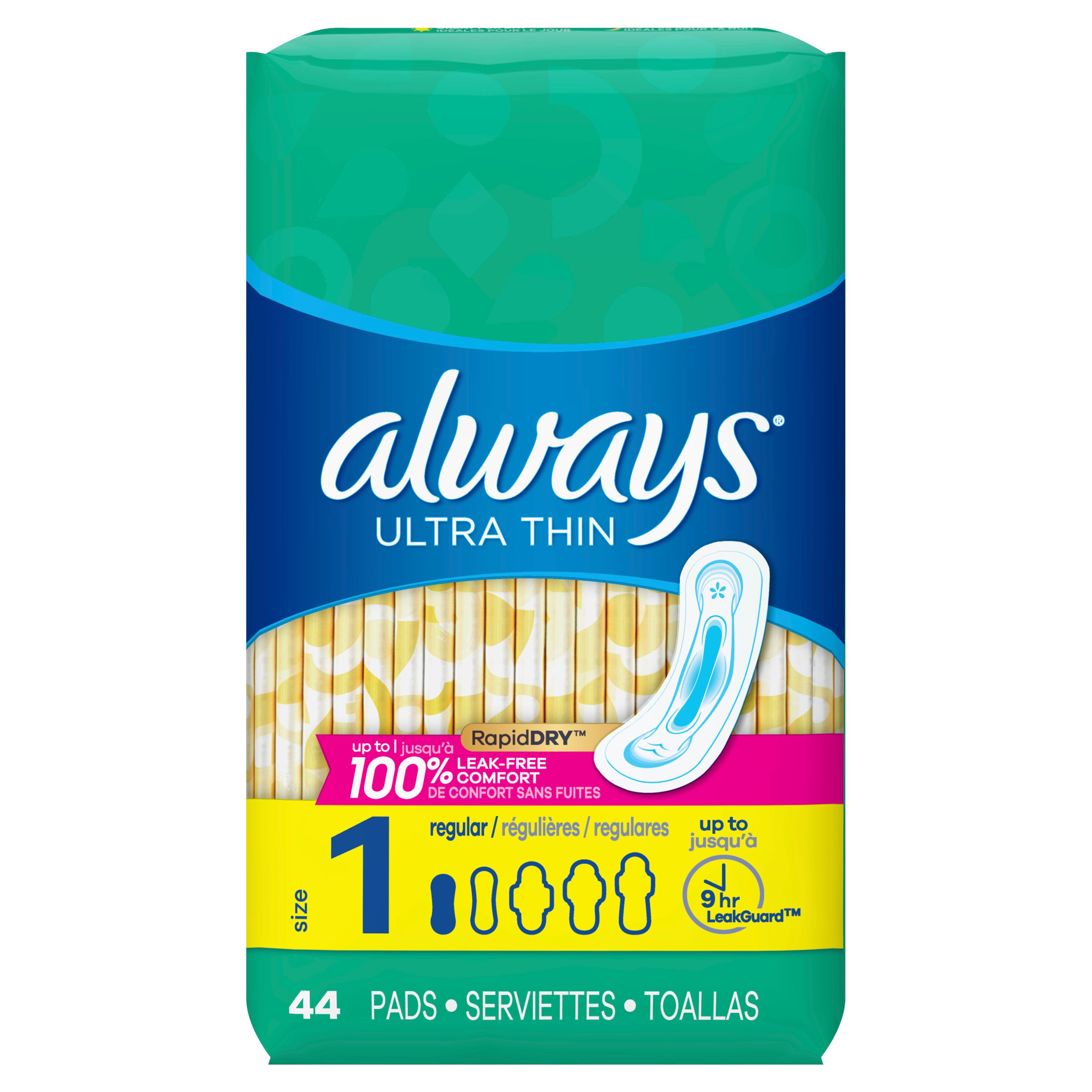 Always Ultra Thin Size 1 Pads, Unscented, Regular