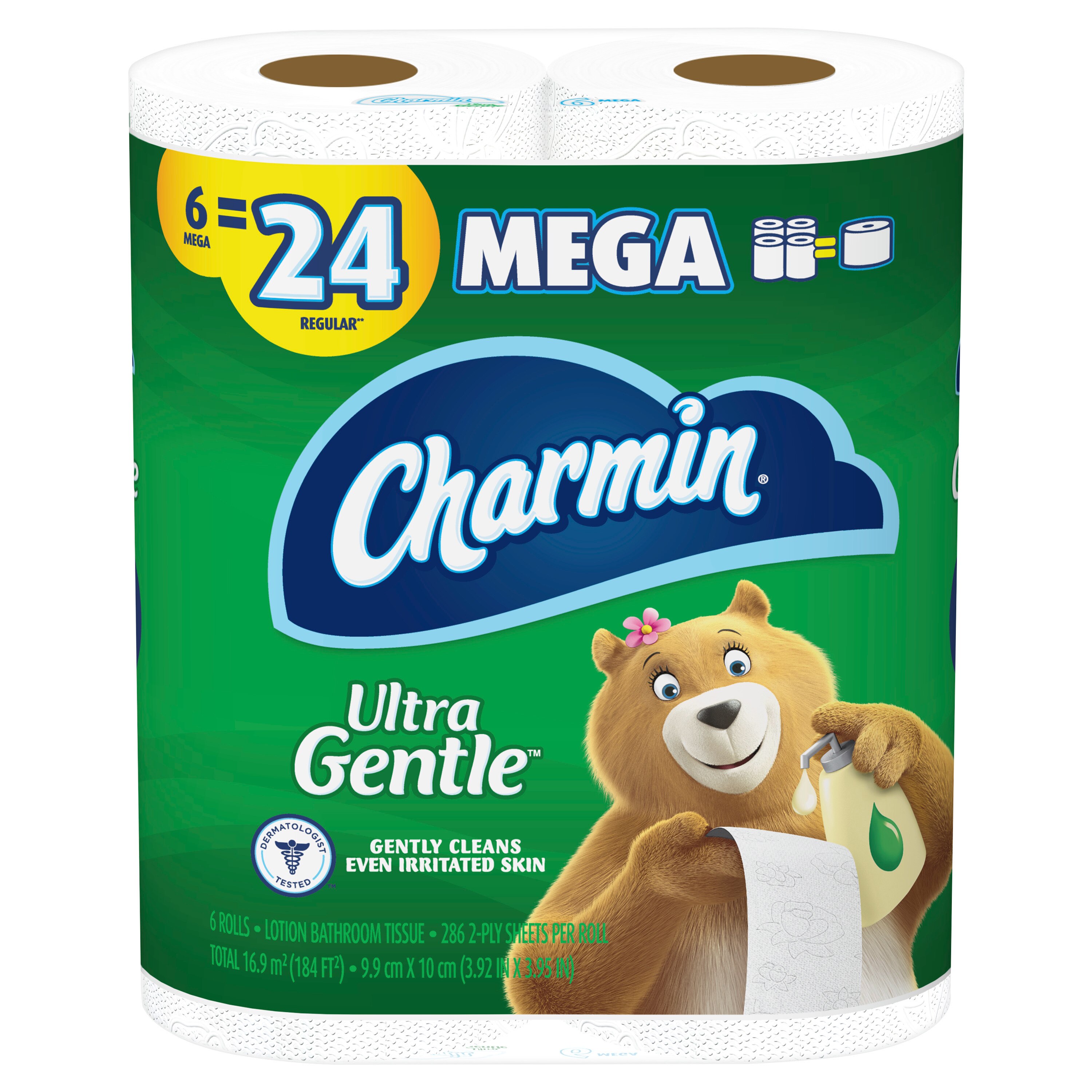 Charmin Ultra Gentle Toilet Paper, 6 Mega Rolls, 231 Sheets Per Roll