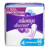 Always Discreet Incontinence Pads 4 Drop Moderate Absorbency, Regular, 66 CT, thumbnail image 1 of 9