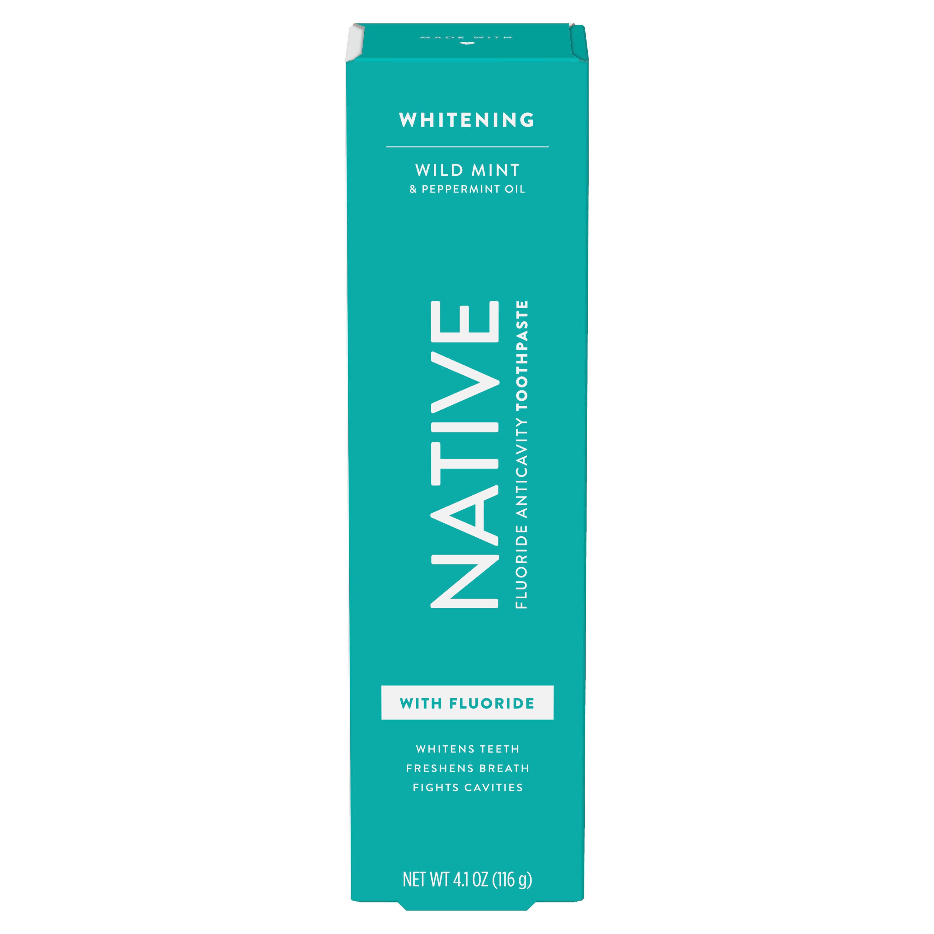 Native Fluoride Anticavity Whitening Toothpaste, Wild Mint and Peppermint Oil, 4.1 OZ