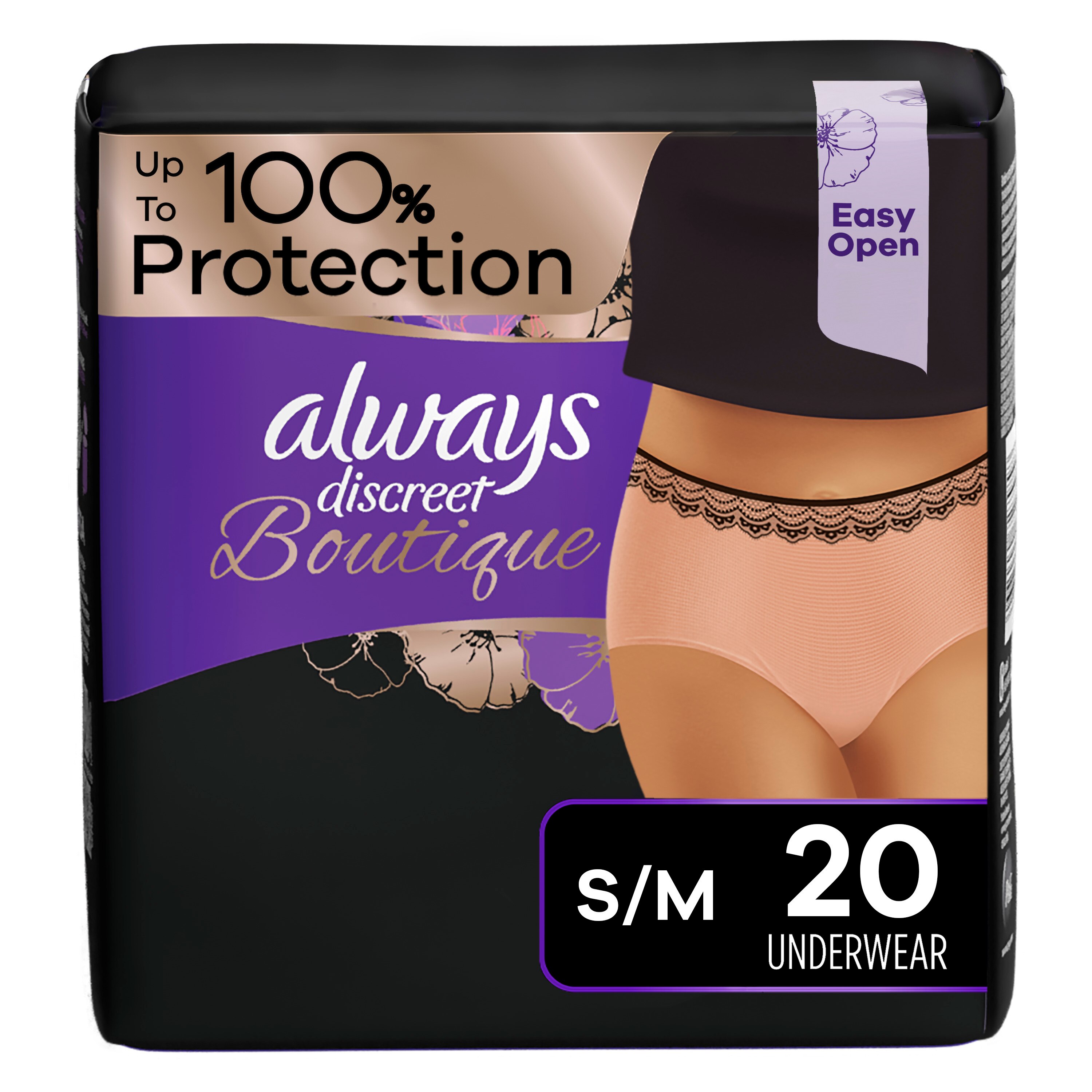 Always Discreet Boutique Incontinence & Postpartum Underwear for Women Maximum Protection (choose your count)