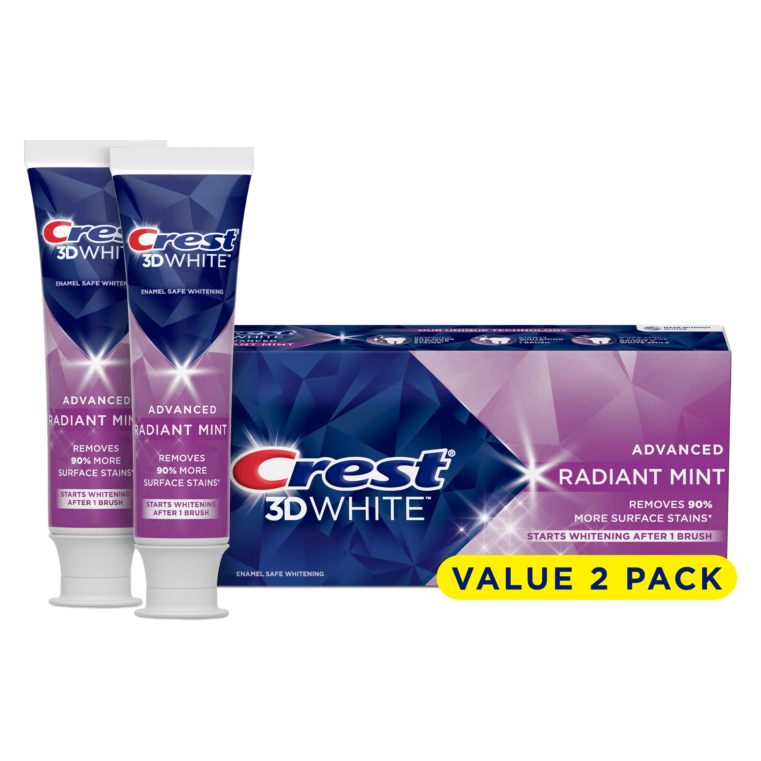 Crest 3D White Fluoride Anticavity Whitening Toothpaste, Advanced Radiant Mint