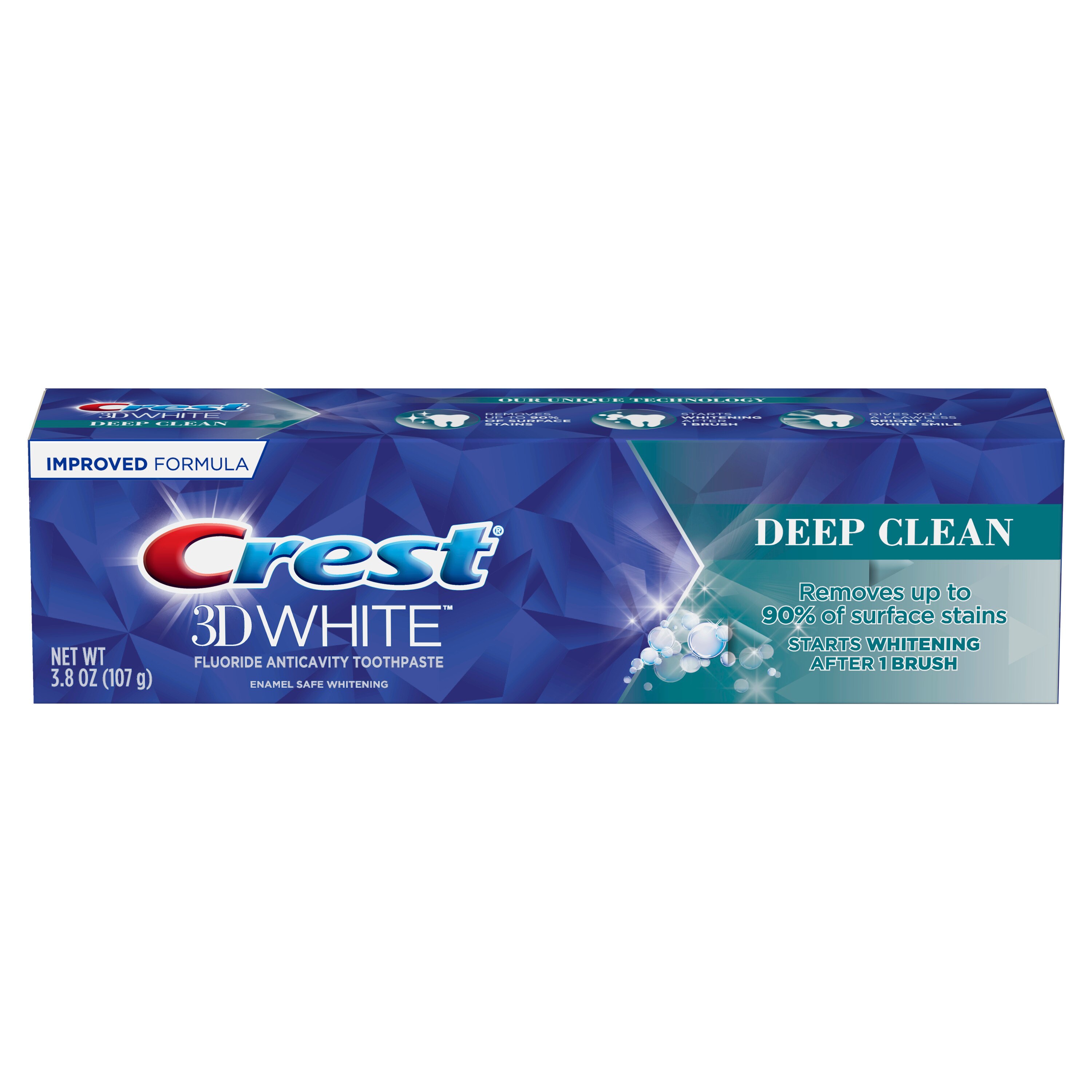 Crest 3D White Deep Clean Fluoride Anticavity Toothpaste, 3.8 OZ