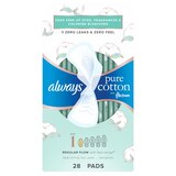 Always Pure Cotton with FlexFoam Pads Regular Absorbency, Size 1, 28 CT, thumbnail image 1 of 9