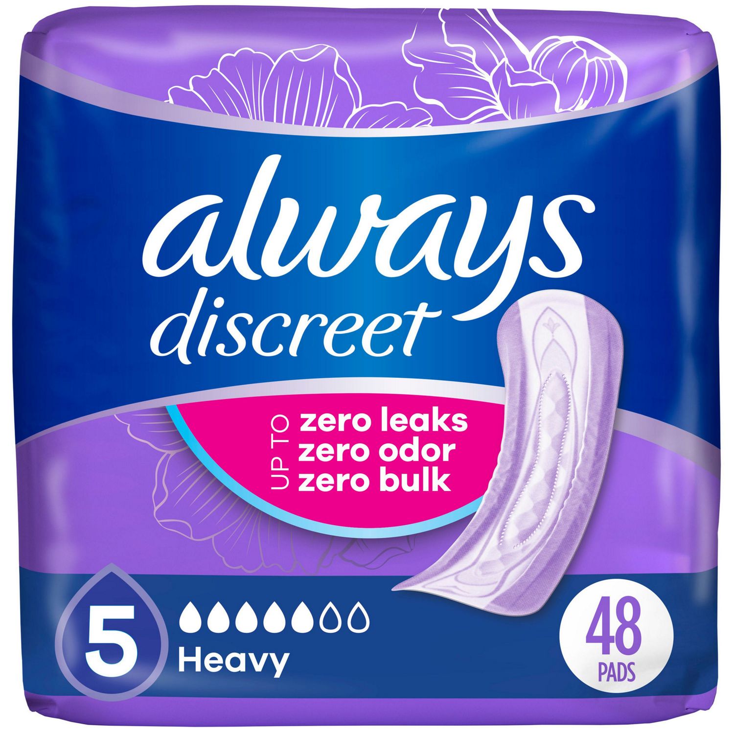 Always Discreet Incontinence Pads 5 Drops 5 Heavy Absorbancy