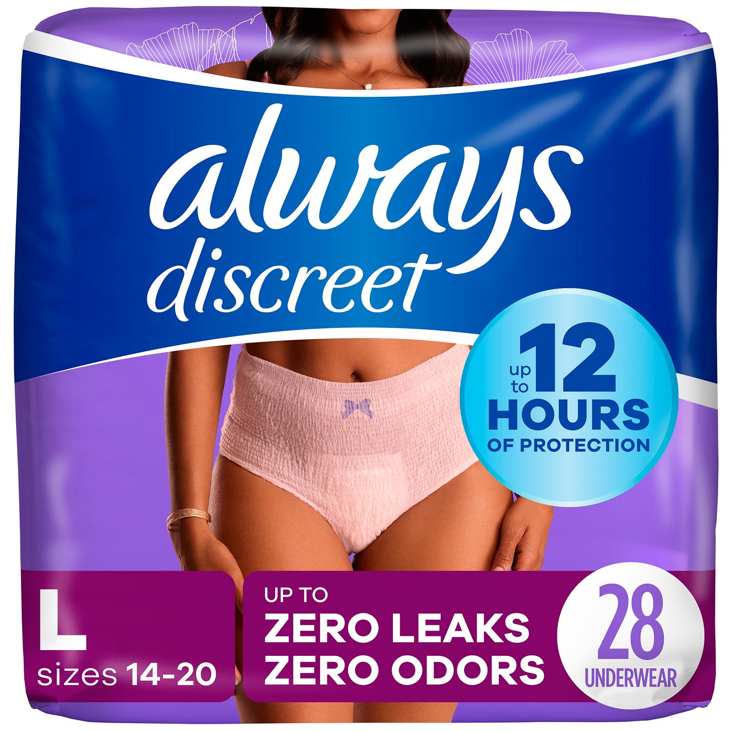 Always Discreet Incontinence Underwear for Women Maximum Protection (choose your count)