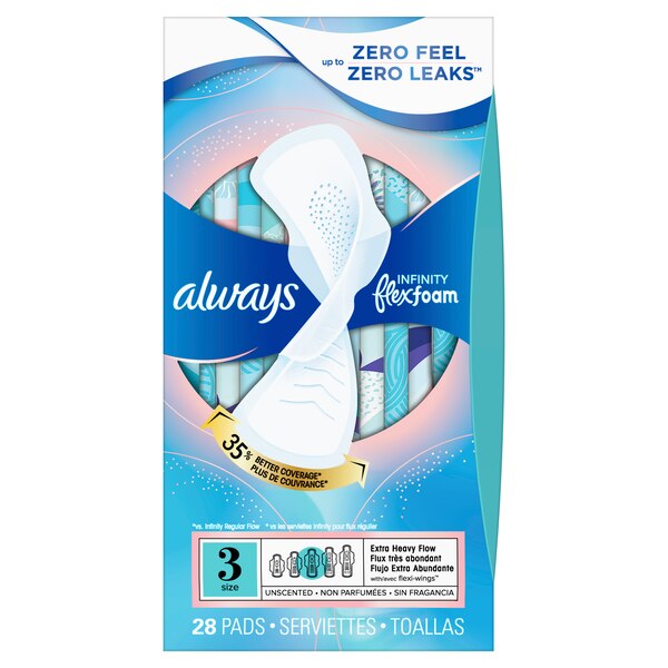 Always Infinity FlexFoam Size 3 Pads, Unscented, Extra Heavy