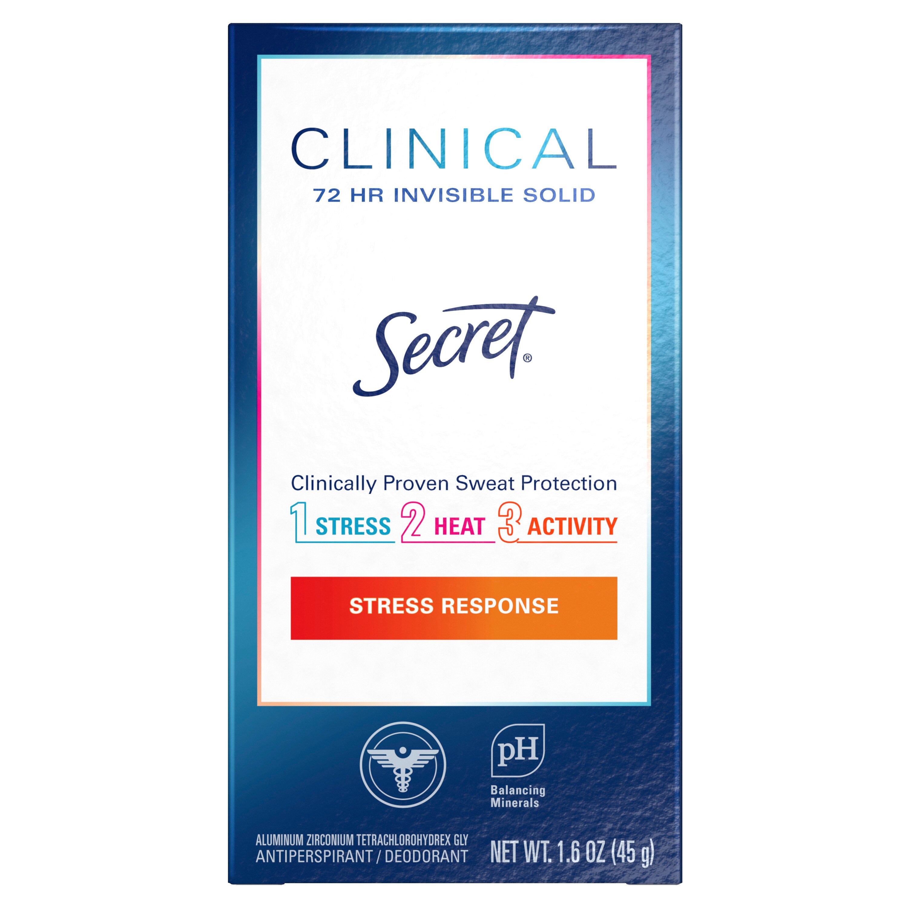 Secret Clinical Strength 72-Hour Antiperspirant & Deodorant Stick, Stress Response, 1.6 OZ