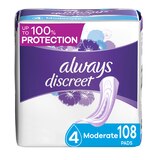 Always Discreet Women's Incontinence and Postpartum Pads, Moderate, 108 CT, thumbnail image 1 of 8