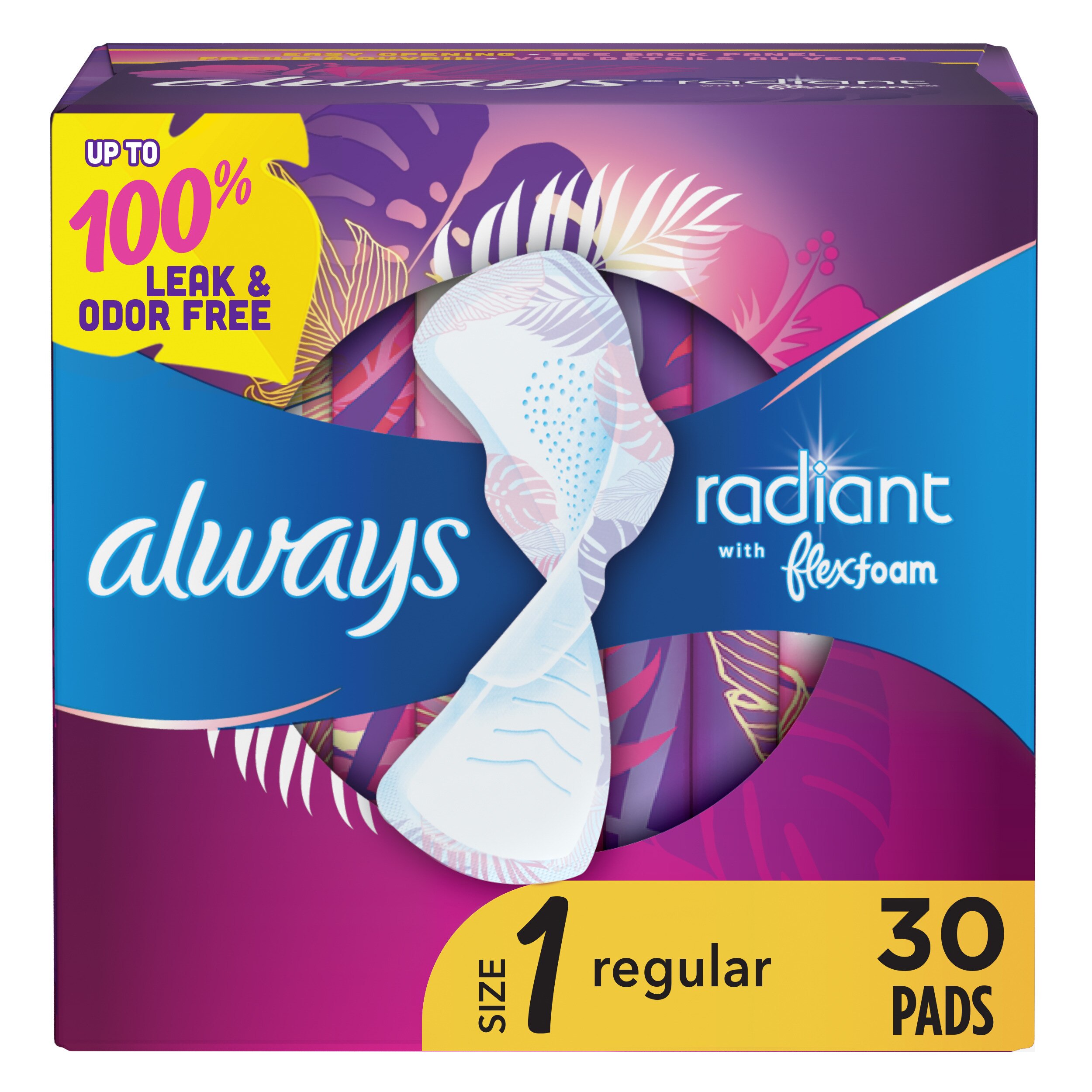 Always Radiant Size 1 Pads, Scented, Regular