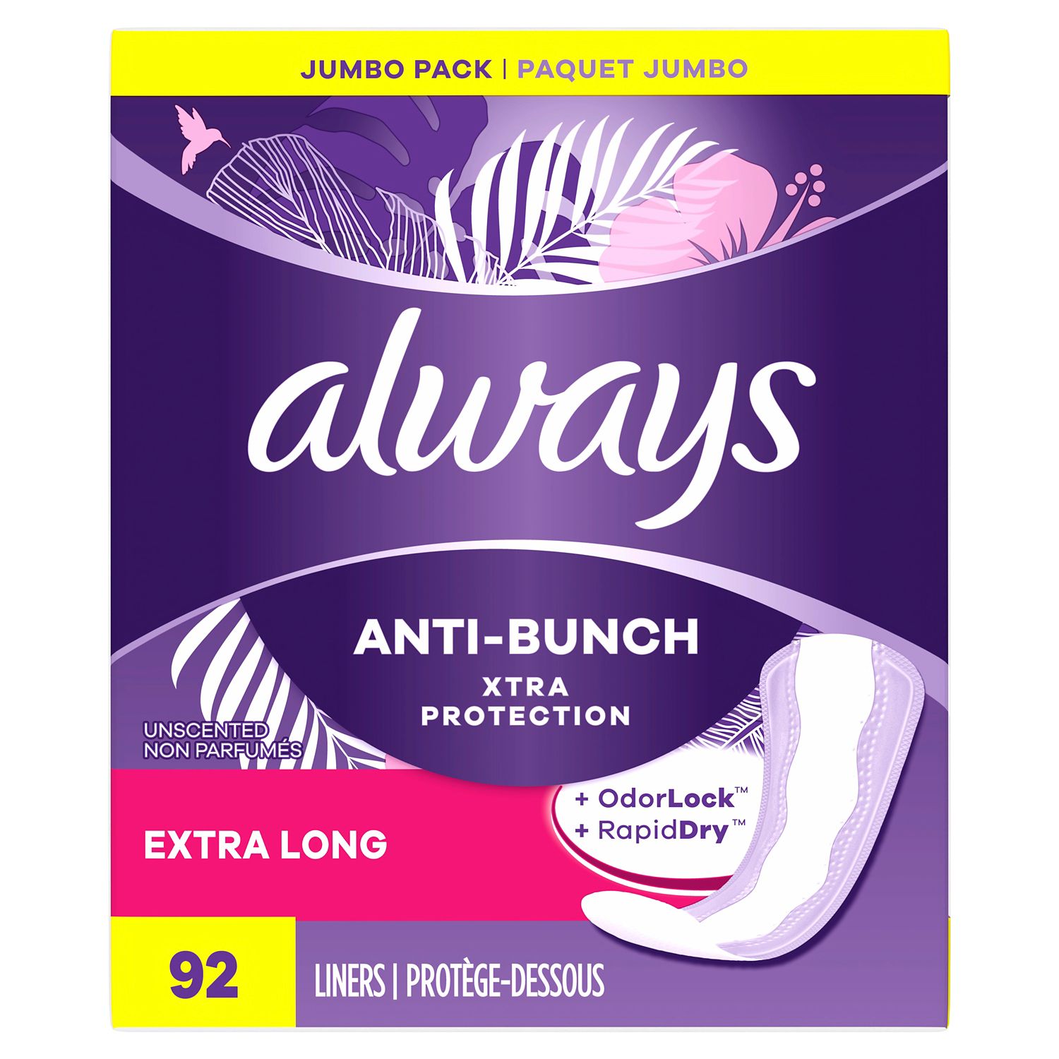 Always Xtra Protection Daily Panty Liners Extra Long, 92 CT