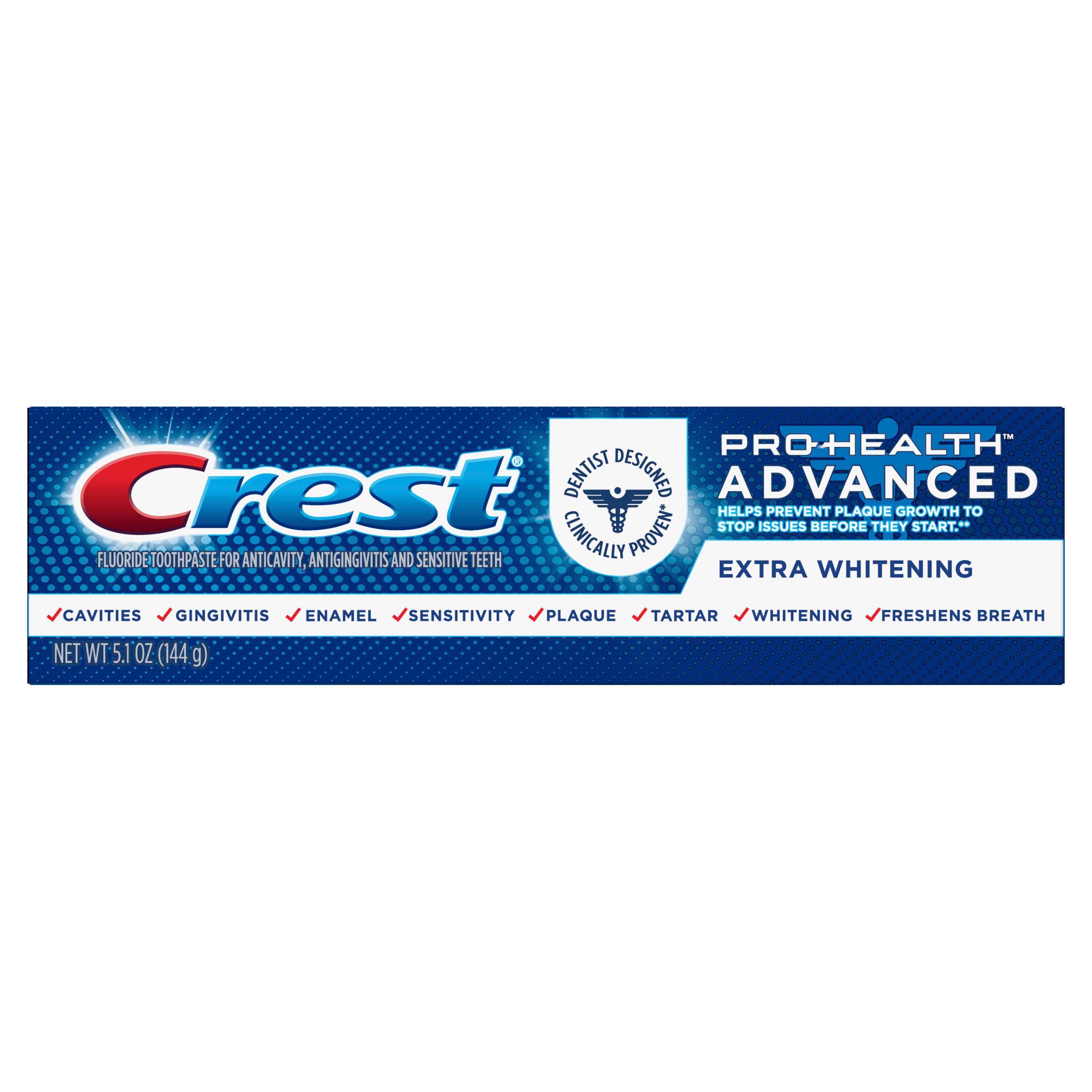 Crest Pro-Health Advanced Extra Whitening Fluoride Toothpaste for Anticavity, Antigingivitis, and Sensitive Teeth, 5.1 OZ