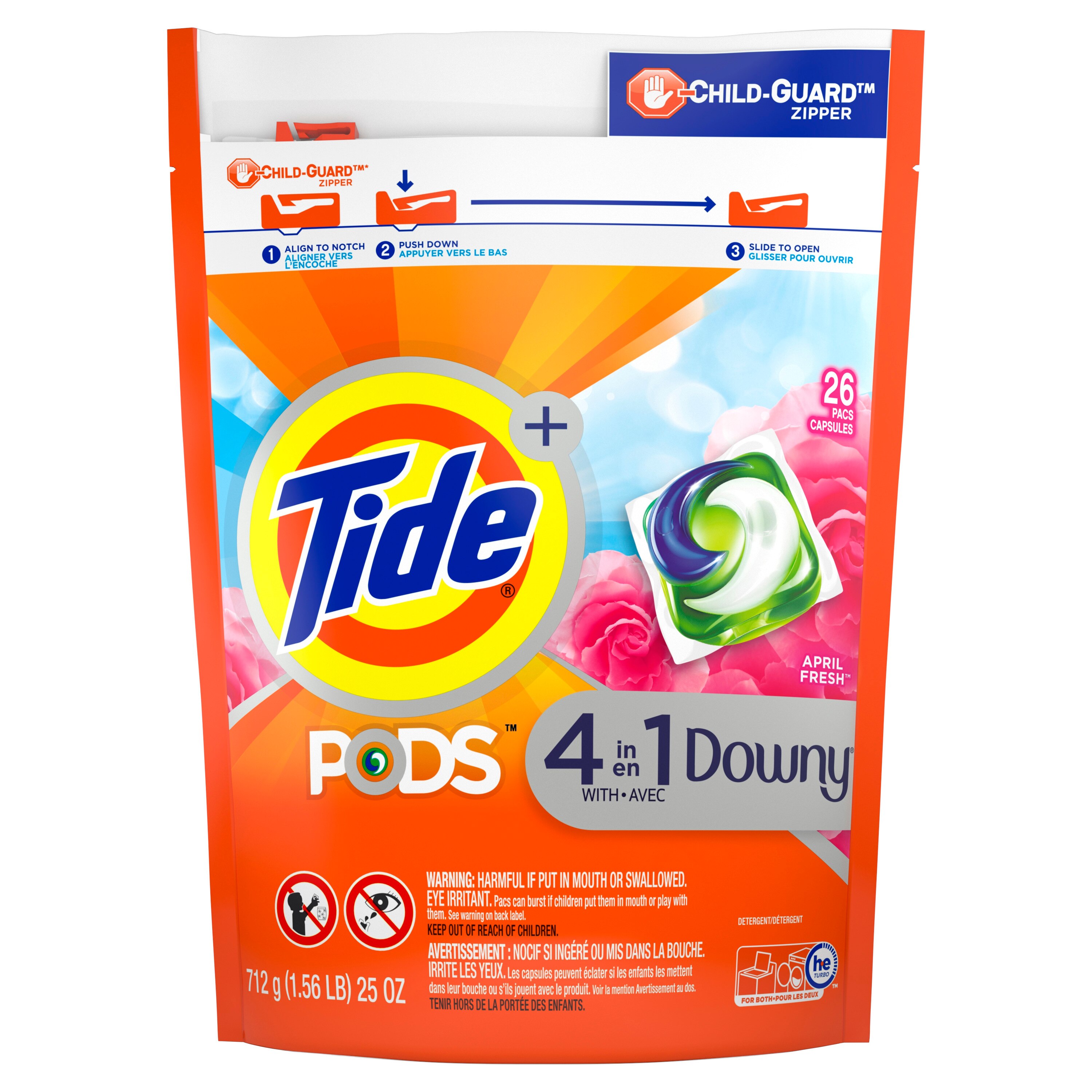 Tide Power PODS + Downy Soft Boosters Laundry Detergent Pacs, April Fresh, 18 ct