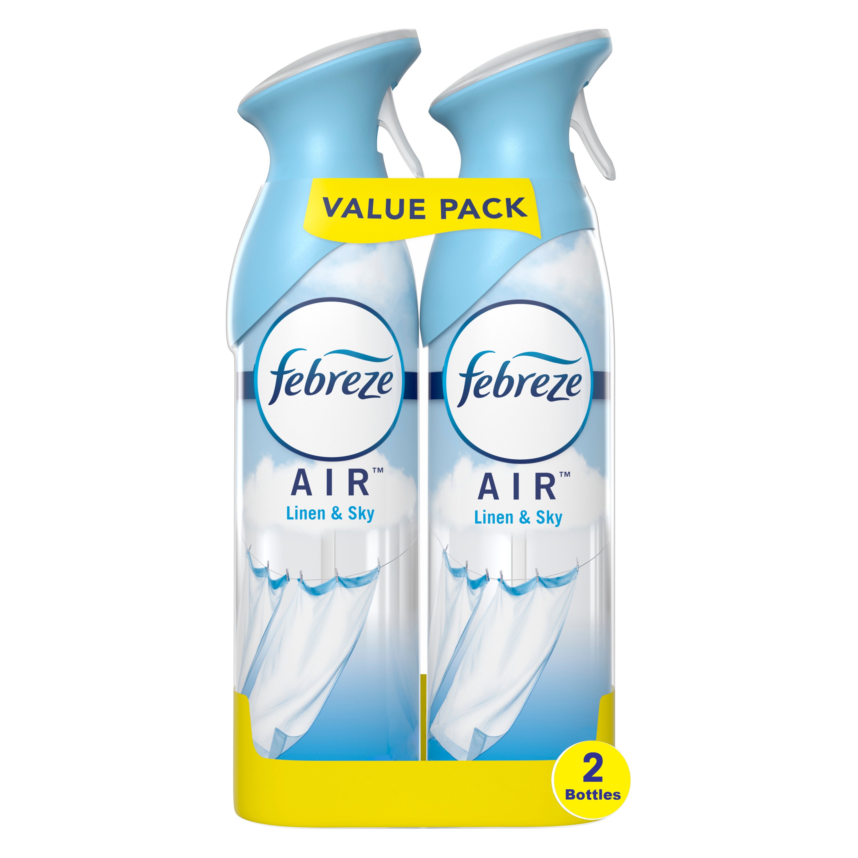 Febreze Odor-Fighting Air Freshener, Linen & Sky, Pack of 2, 8.8 fl oz each