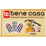 Bene Casa Cuban Flag 55-Piece Double 9 Dominoes, Wood Box, thumbnail image 1 of 4