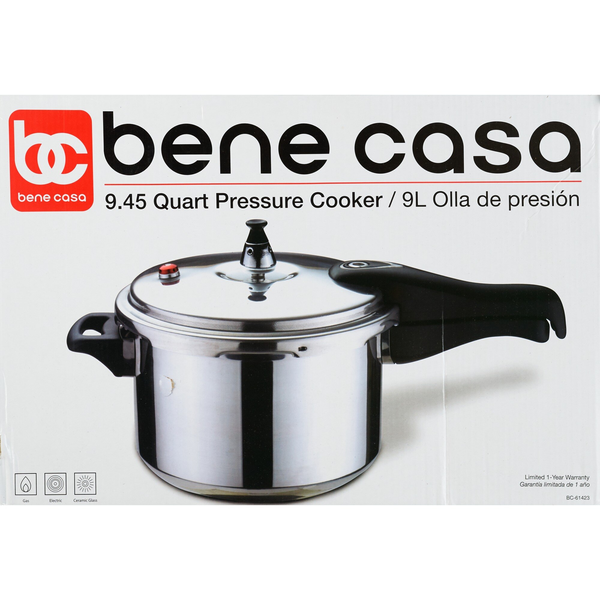 Bene Casa Stove Top Pressure Cooker, Aluminum, 9 LT