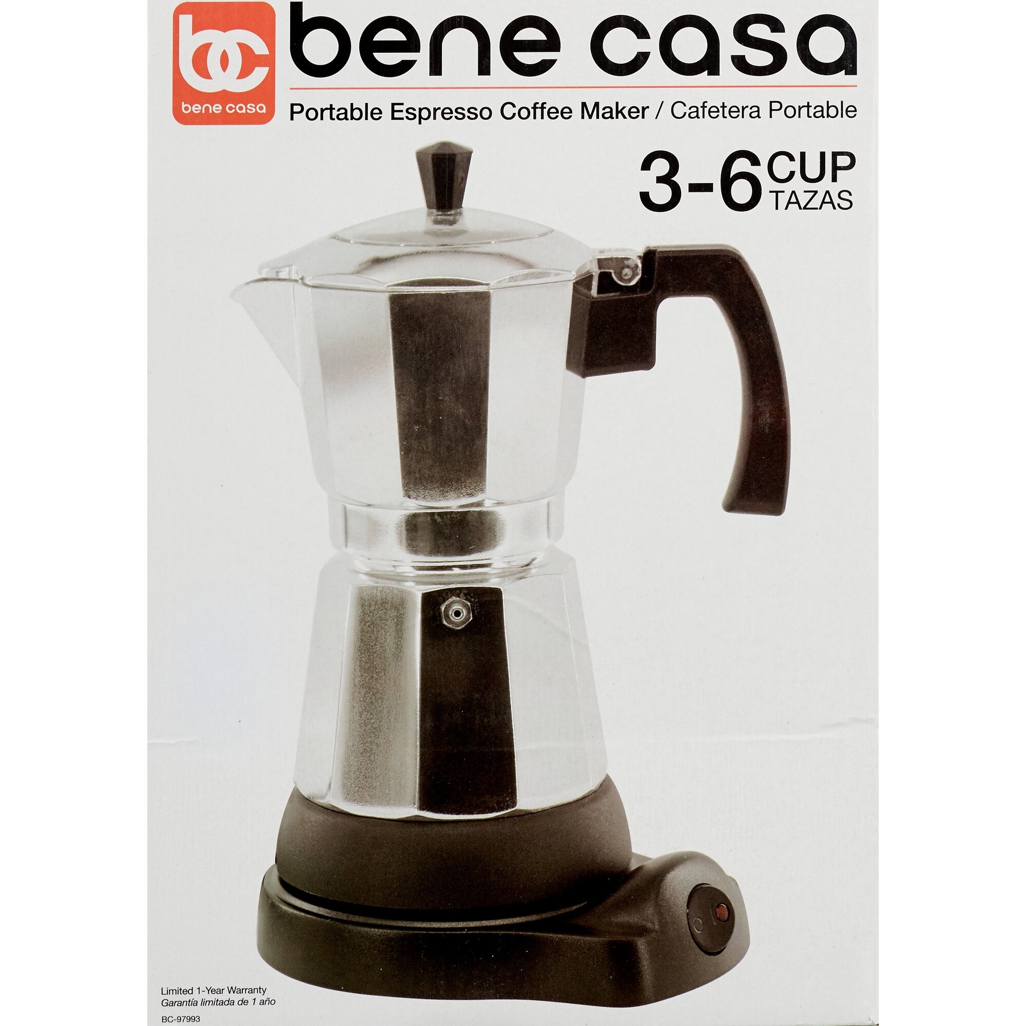 Bene Casa Electric Espresso Maker, Gray, 6 CUP