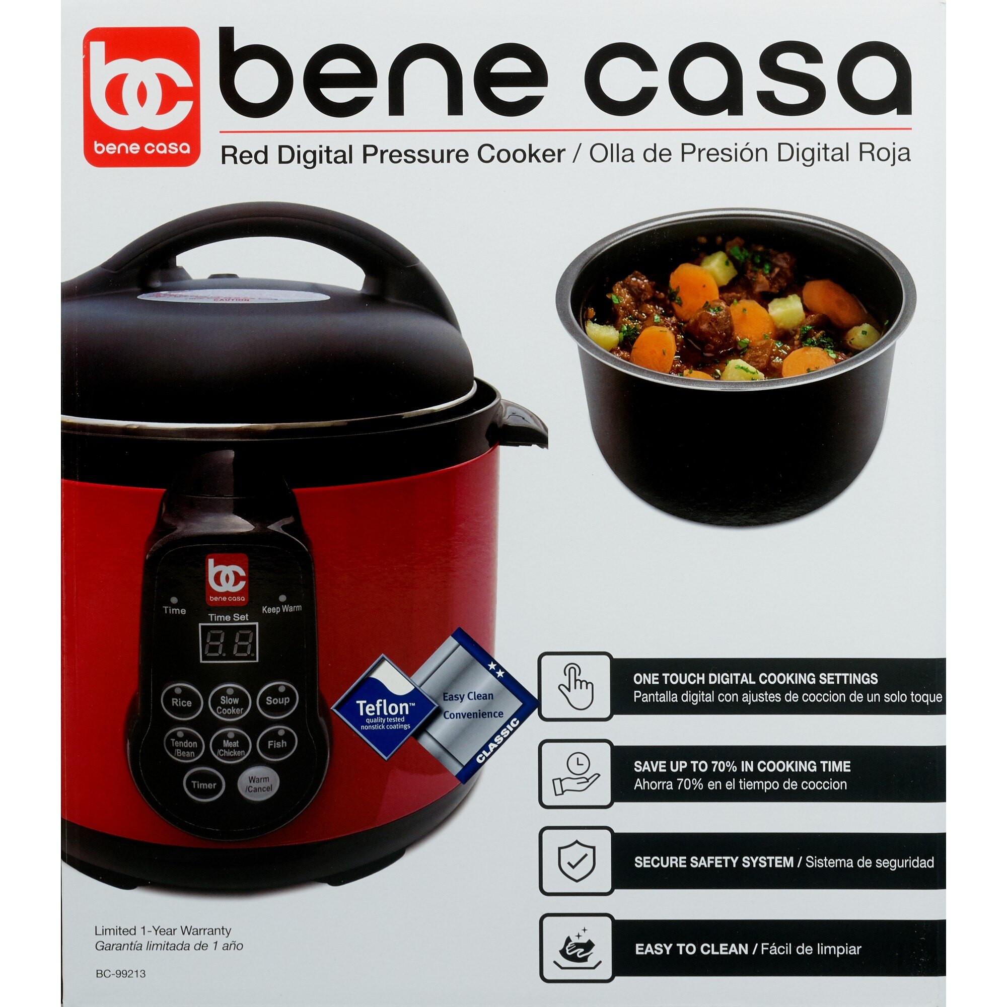 Bene Casa Electric Pressure Cooker, Red, 4 LT