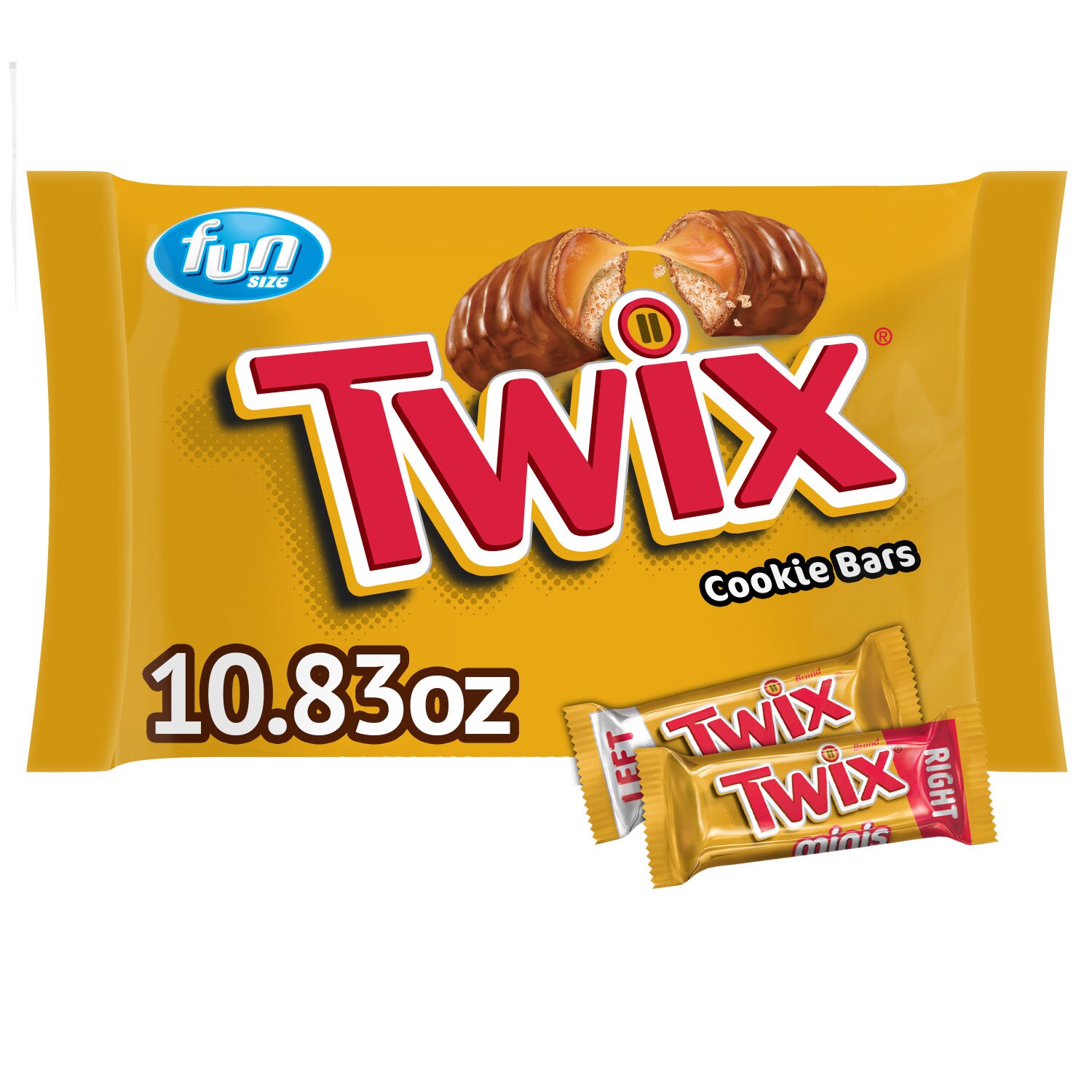 Twix, Fun Size Caramel Cookie Halloween Chocolate Bars Candy Bag, 10.83 oz 