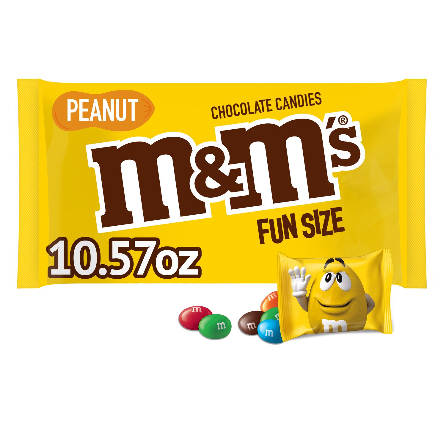 M&M'S Peanut Milk Chocolate Fun Size Candy Bag, 10.57 OZ