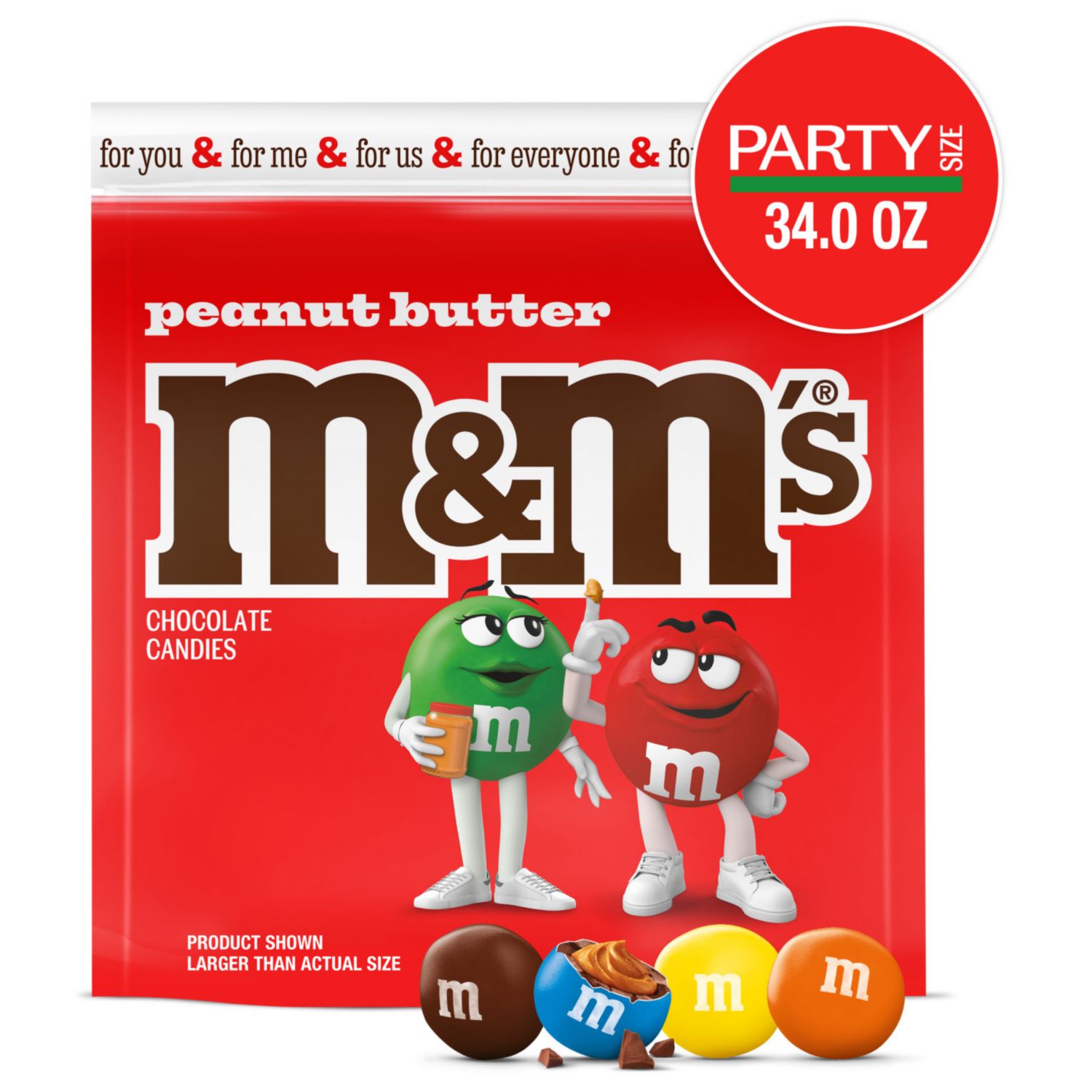 M&M's Peanut Butter Chocolate Candy, Super Bowl Party Size, 34 oz Bag