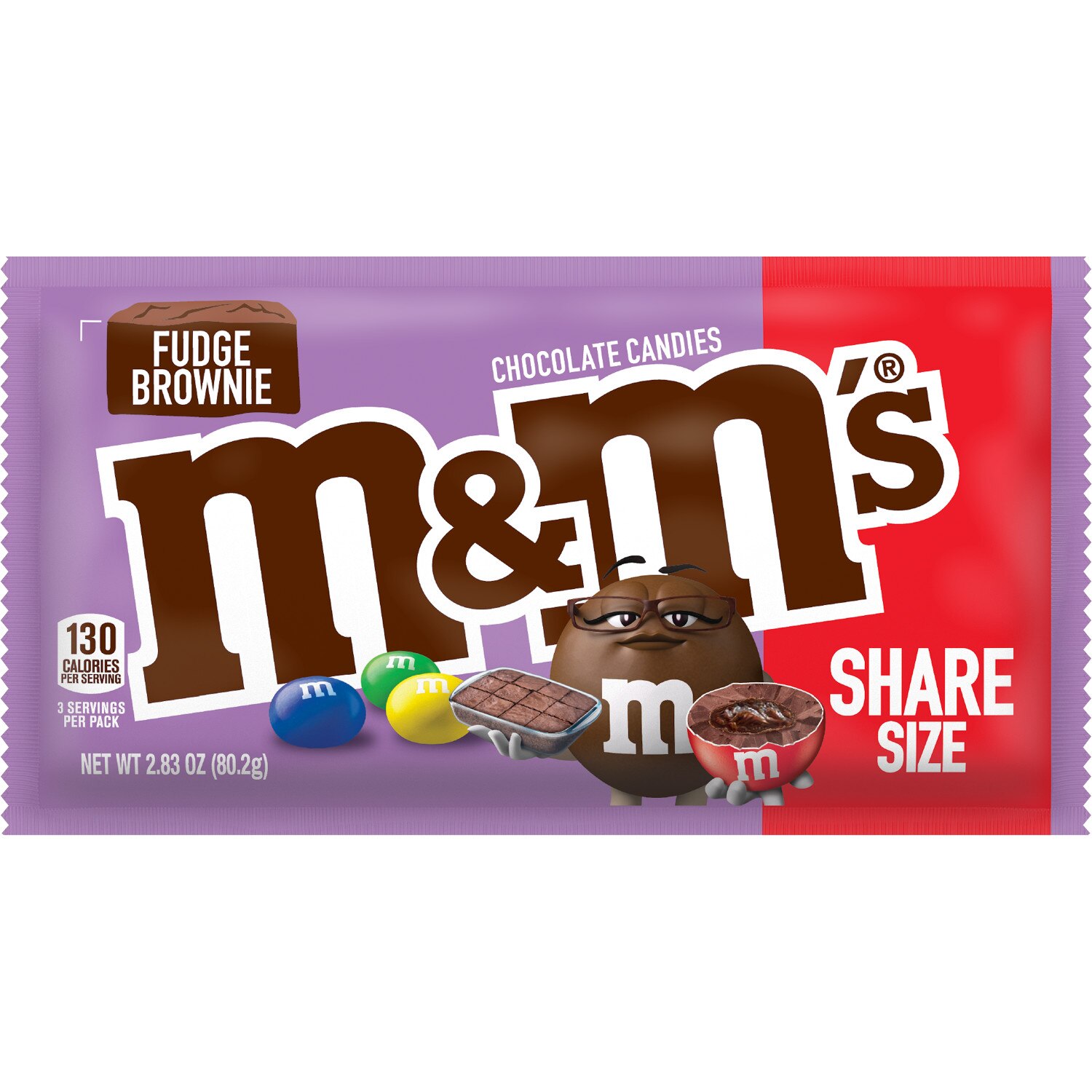 M&M'S Fudge Brownie Share Size Chocolate Candy, 2.83 OZ