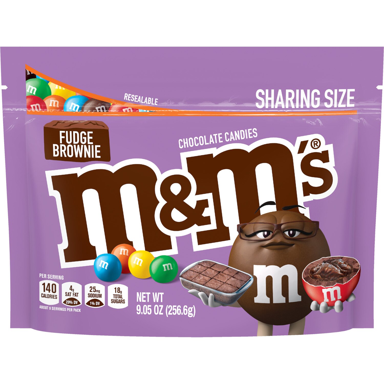 M&M'S Fudge Brownie Sharing Size Chocolate Candy, Stand Up Bag, 9.05 oz