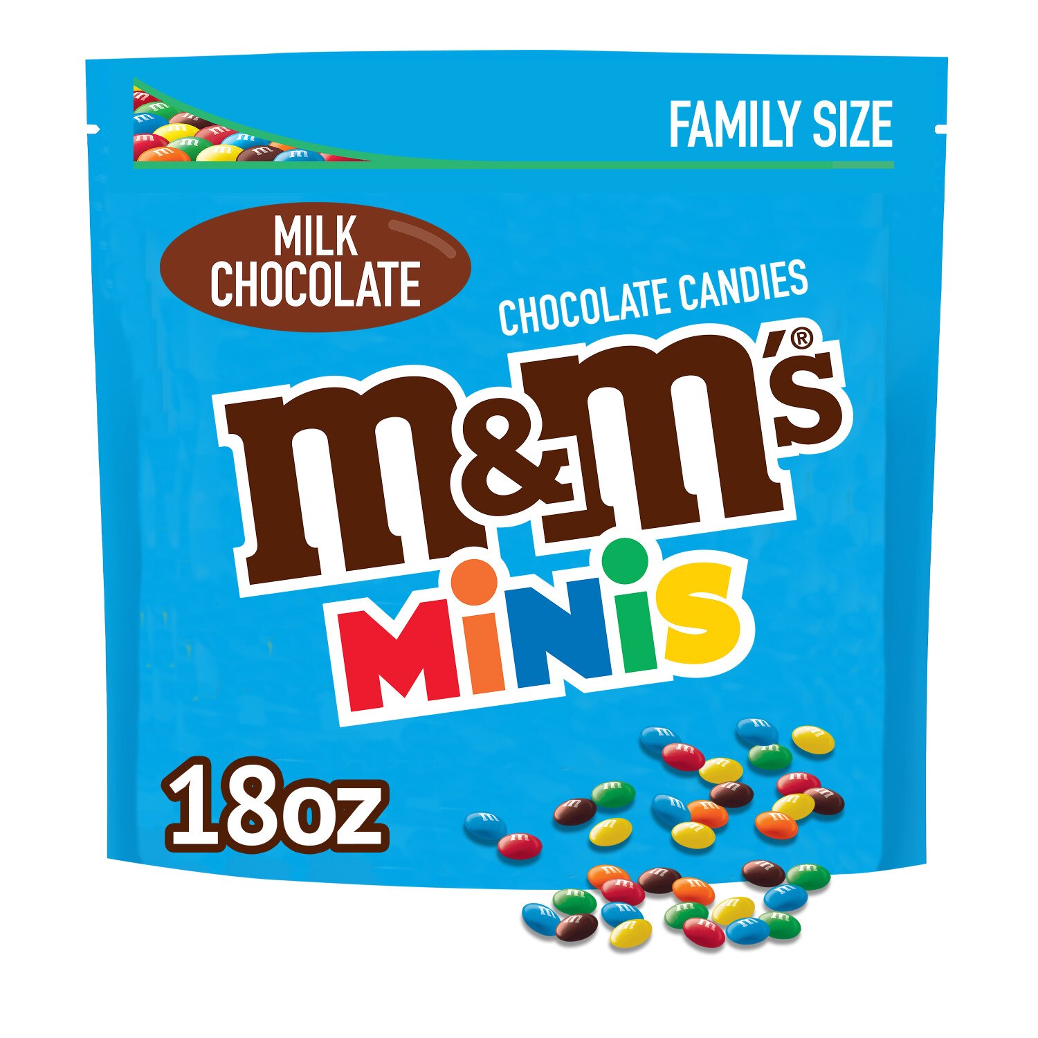 M&M'S Minis Milk Chocolate Candy, Family Size, Resealable Bulk Candy Bag, 16.9 oz