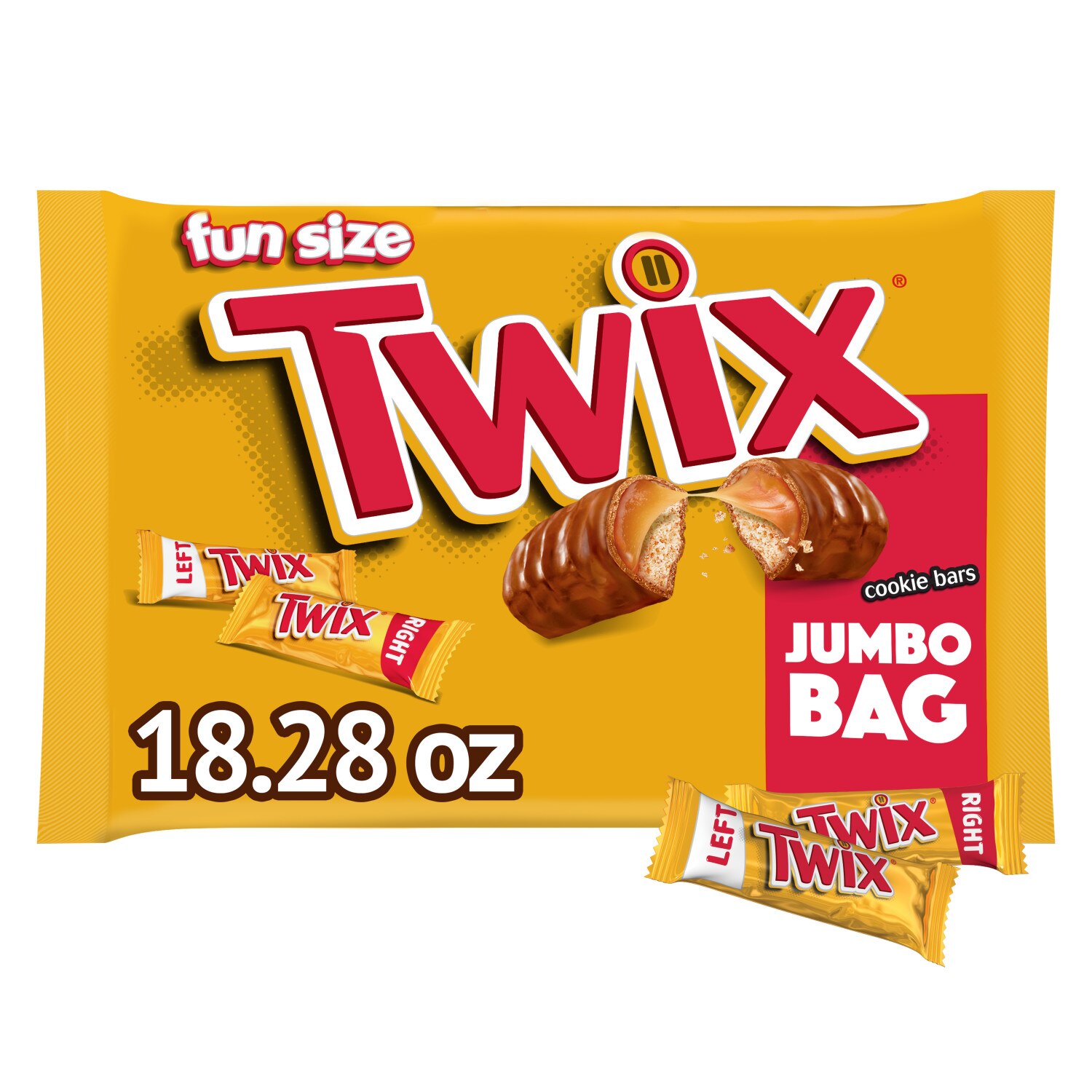 Twix, Fun Size Caramel Cookie Chocolate Bars, Bulk Candy Jumbo Bag, 18.28 oz 