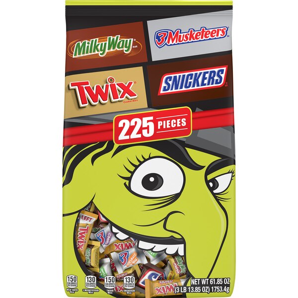 Snickers, Twix, Milky Way & 3 Musketeers Minis Mixed Chocolate Bulk Halloween Candy, 150 ct, 41.79 oz