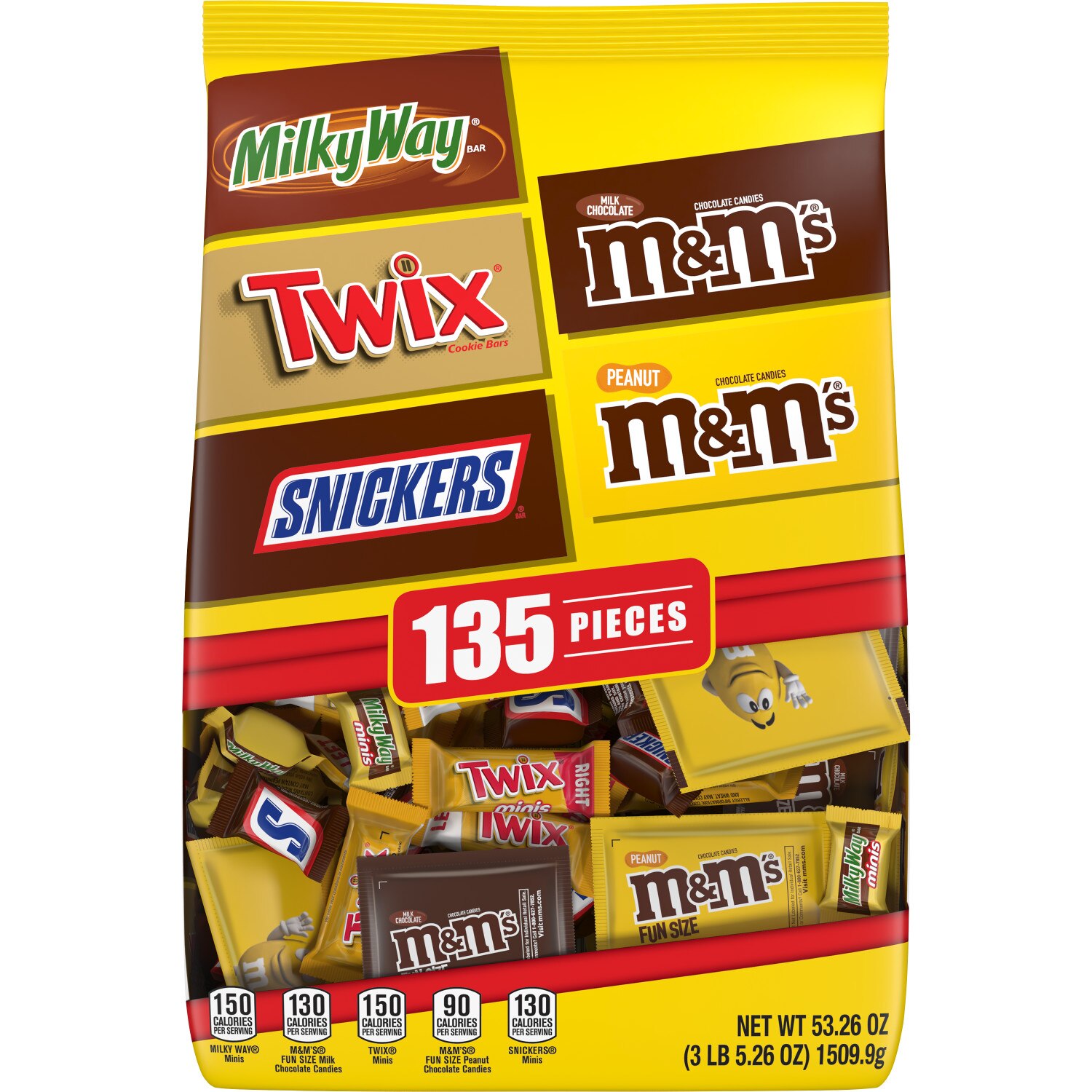 M&M'S, Snickers, Twix & Milky Way Mixed Chocolate Bulk Halloween Candy Assortment, 120 ct, 46.19 oz