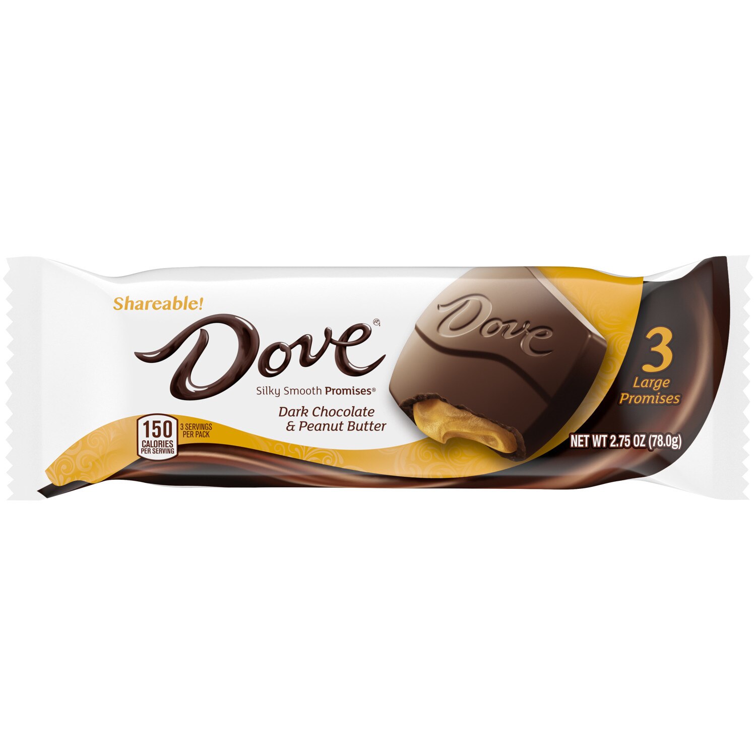 Dove Large Promises Dark Chocolate Peanut Butter Candy, 2.75 oz