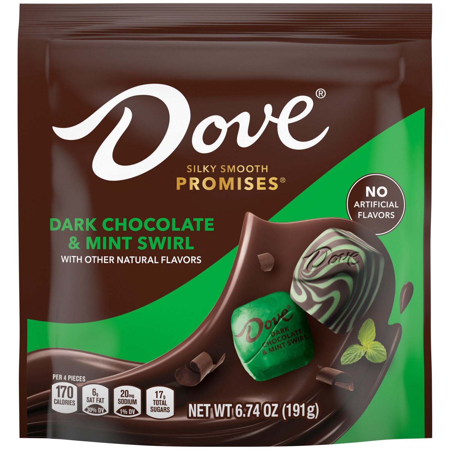 Dove Promises, Dark Chocolate & Mint Swirl Candy, 6.74 Oz Bag