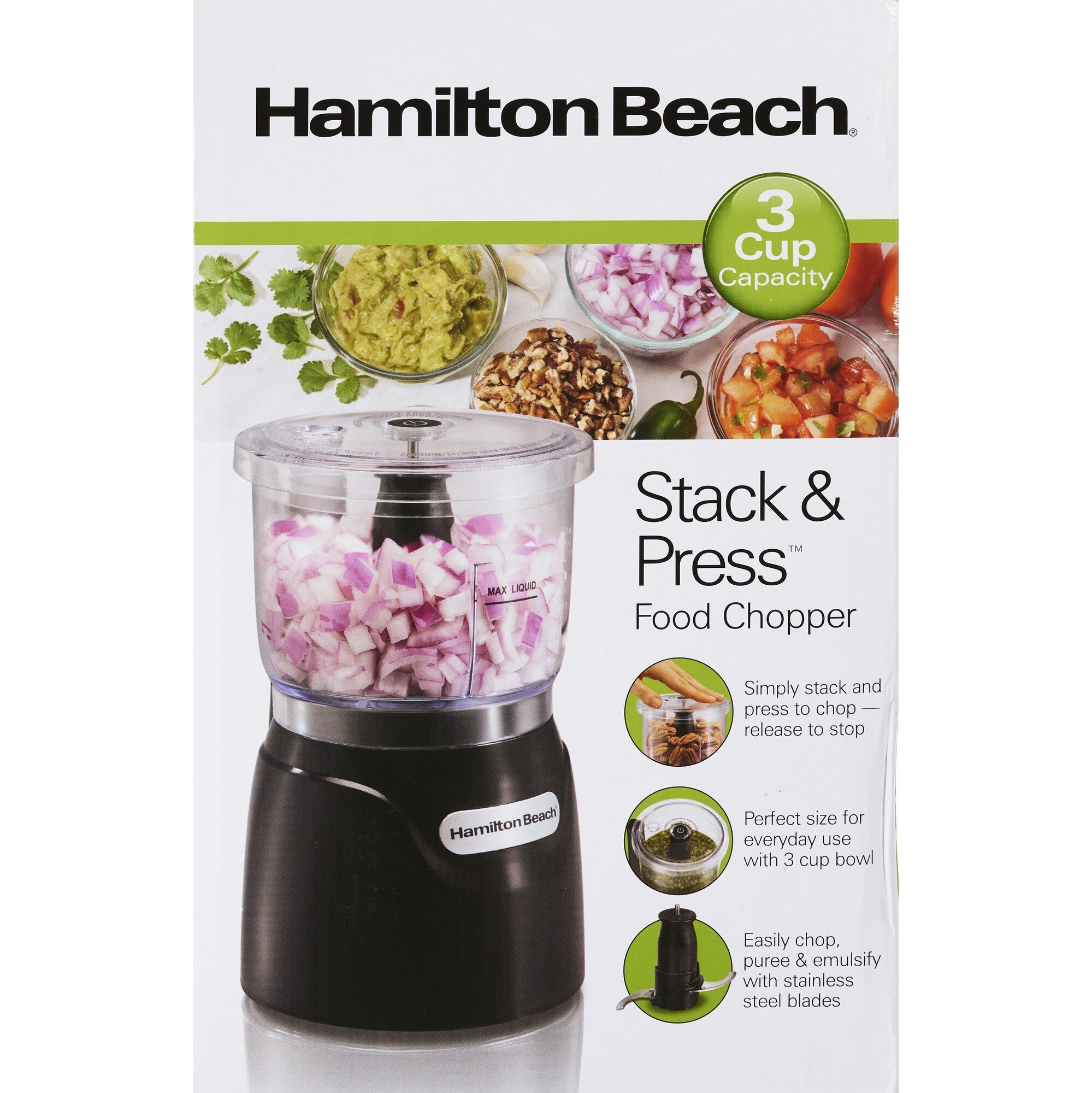 Hamilton Beach Stack & Press Food Chopper, 3 CUP