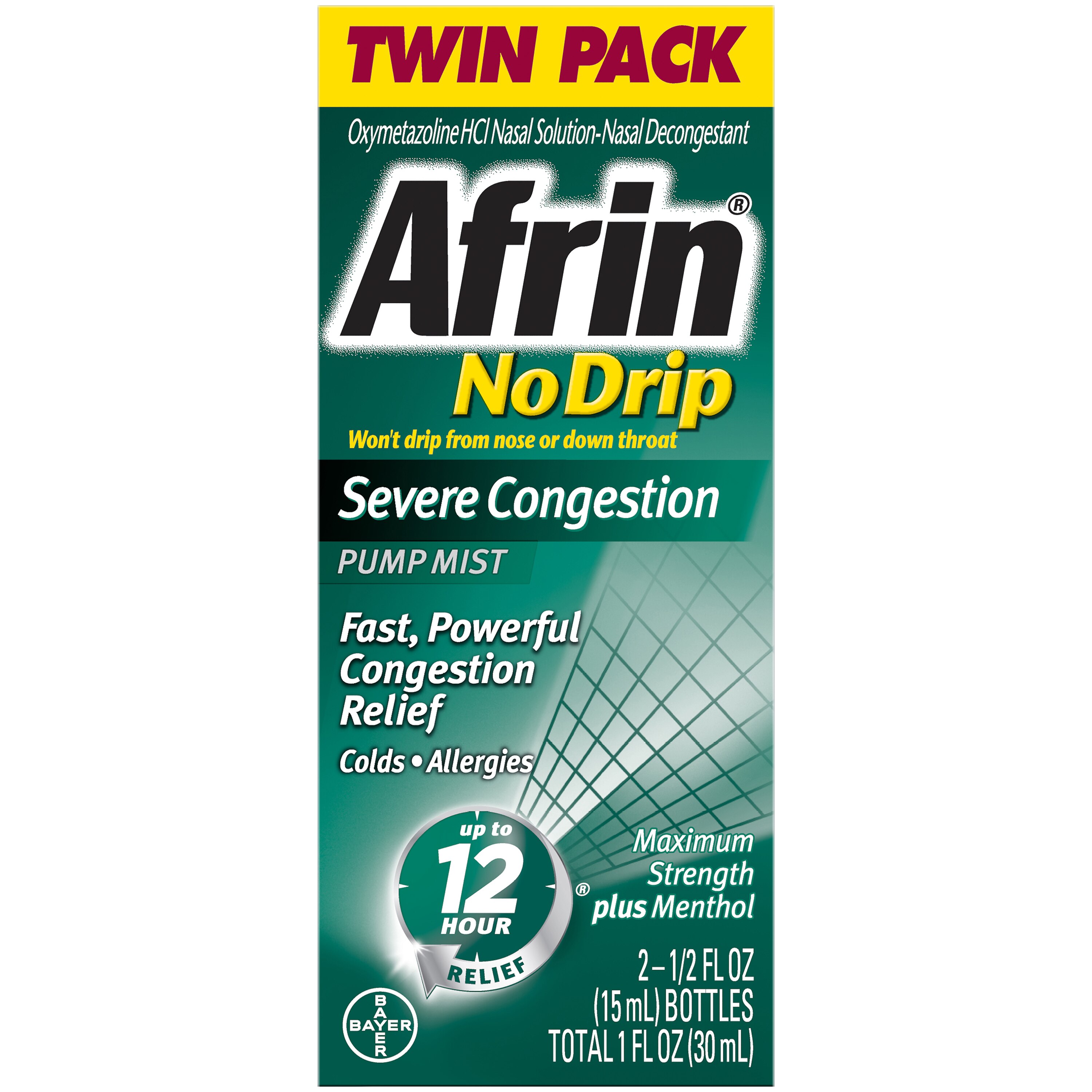 Afrin No Drip Severe Congestion Nasal Decongestant Pump Mist