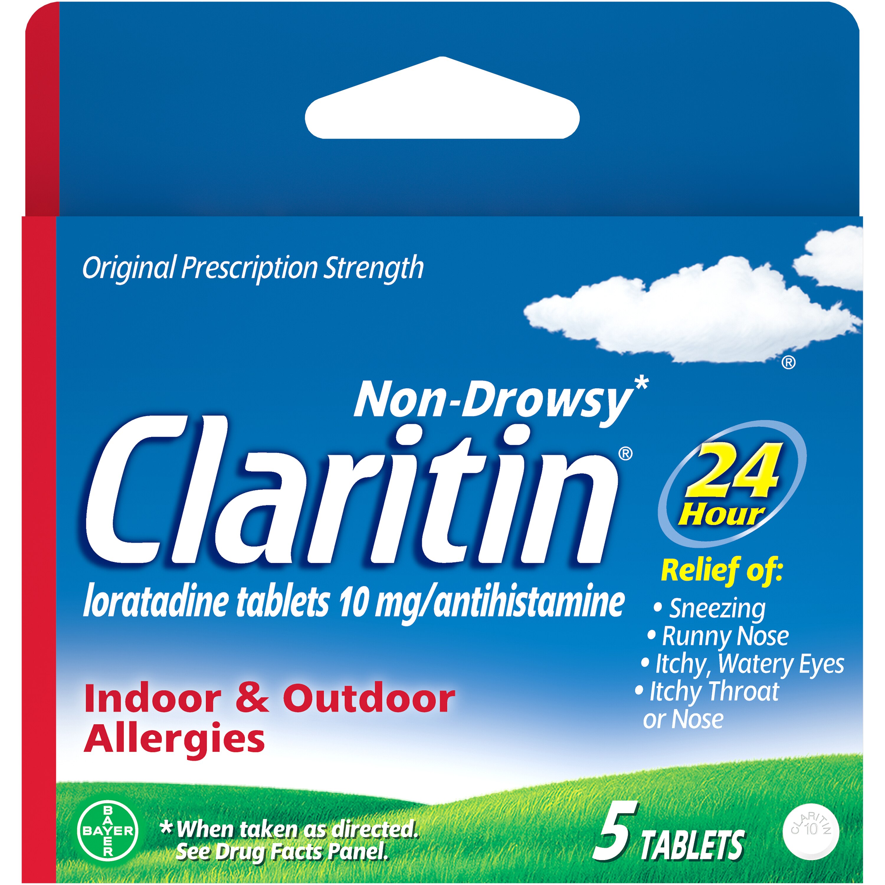 Claritin Antihistamine Non-Drowsy Loratadine Tablets, 5 CT