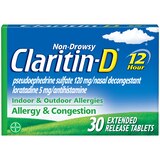 Claritin-D 12 Hour Non-Drowsy Indoor & Outdoor Allergies, Allergy & Congestion Extended Release Tablets, thumbnail image 1 of 7