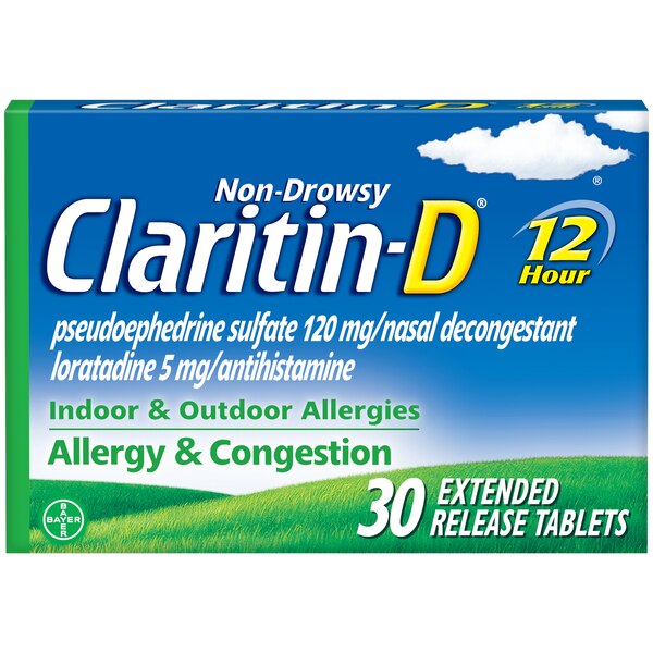 Claritin-D 12 Hour Non-Drowsy Indoor & Outdoor Allergies, Allergy & Congestion Extended Release Tablets