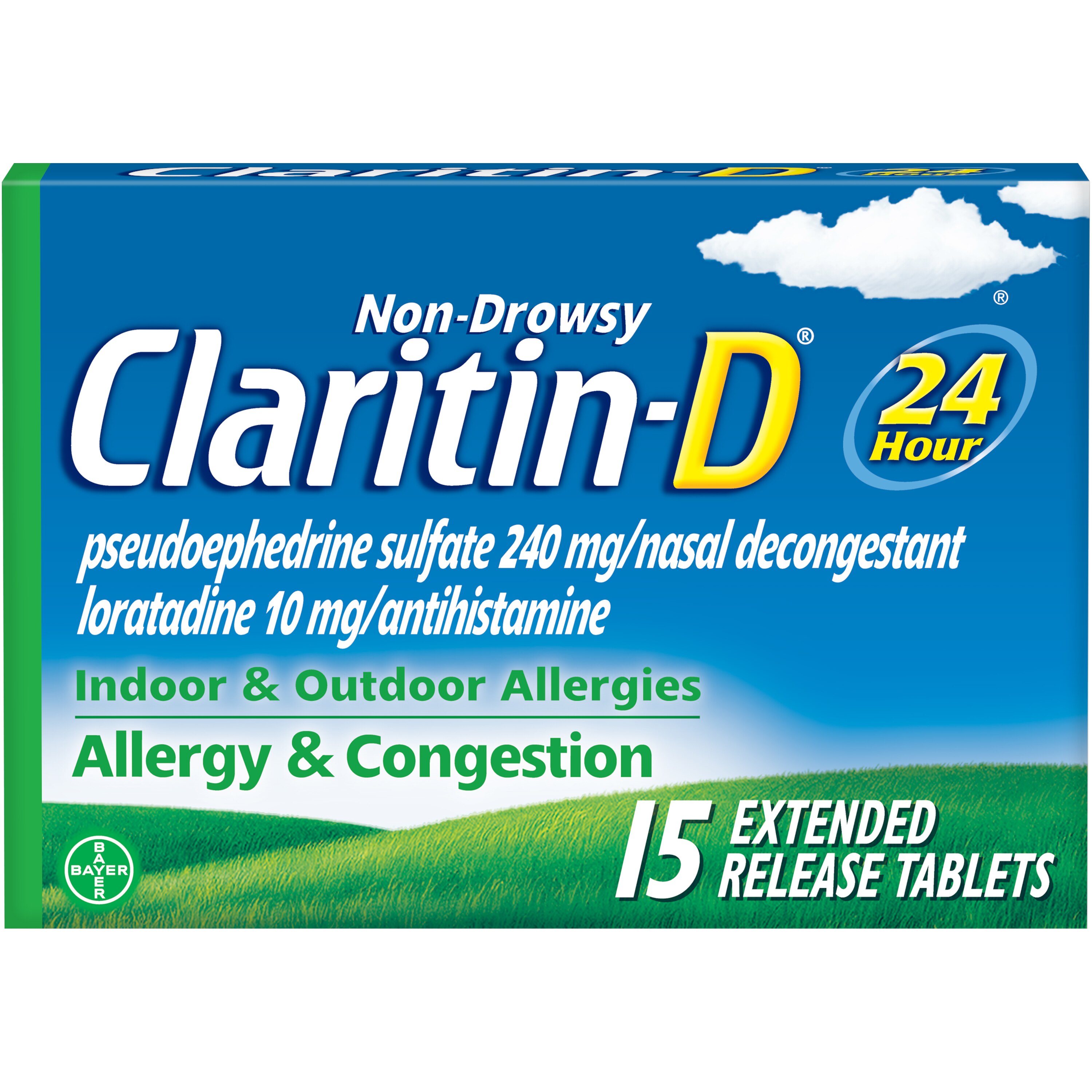 Claritin-D 24 Hour Non-Drowsy Indoor & Outdoor Allergies, Allergy & Congestion Extended Release Tablets