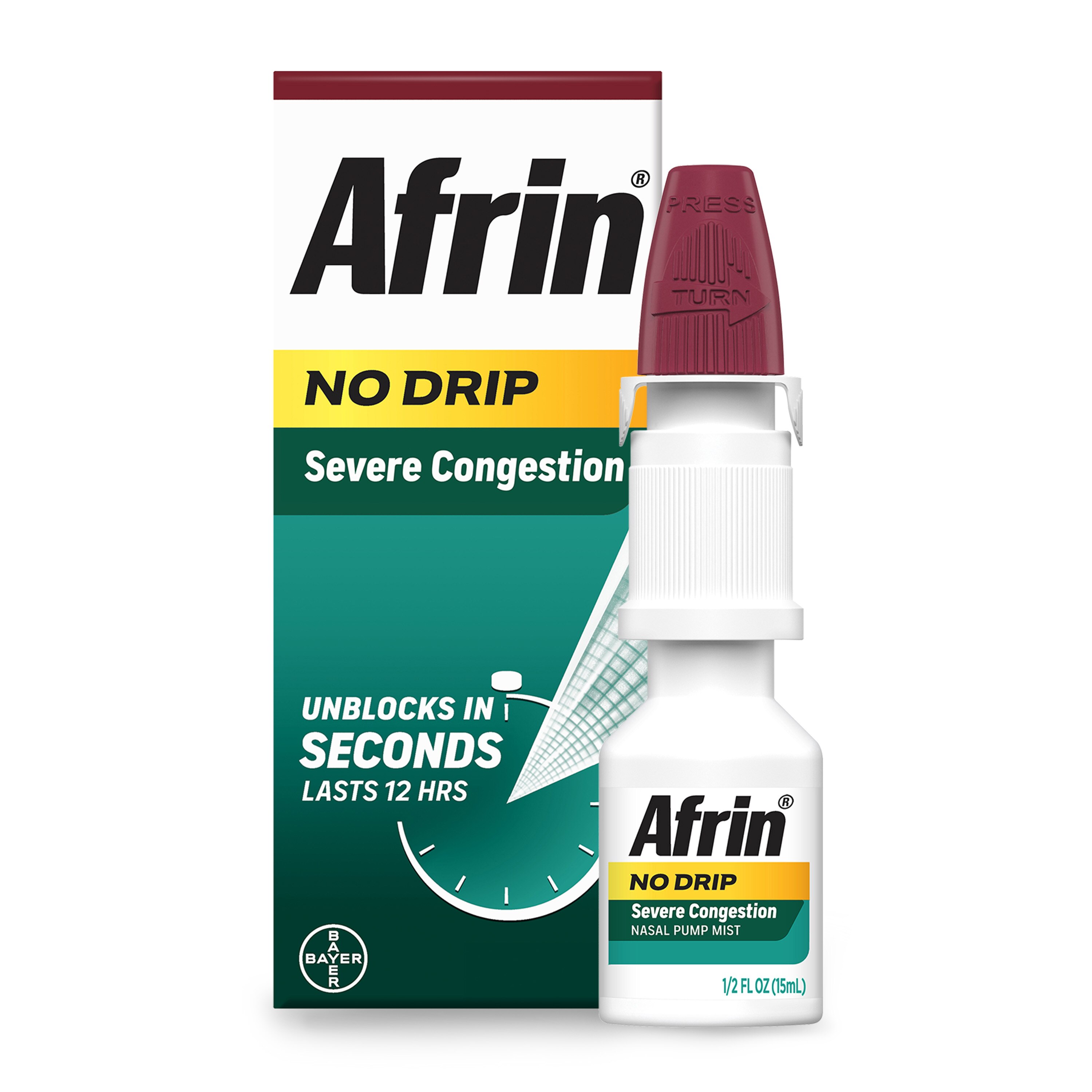 Afrin No Drip Severe Congestion Nasal Decongestant Pump Mist, 0.5 OZ