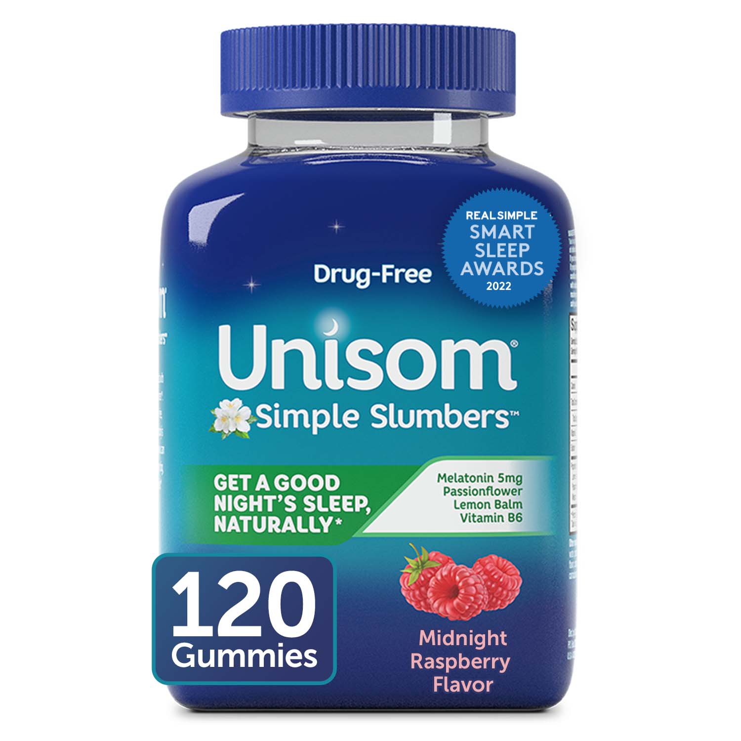 Unisom Simple Slumbers Gummies, Midnight Raspberry, 120 CT