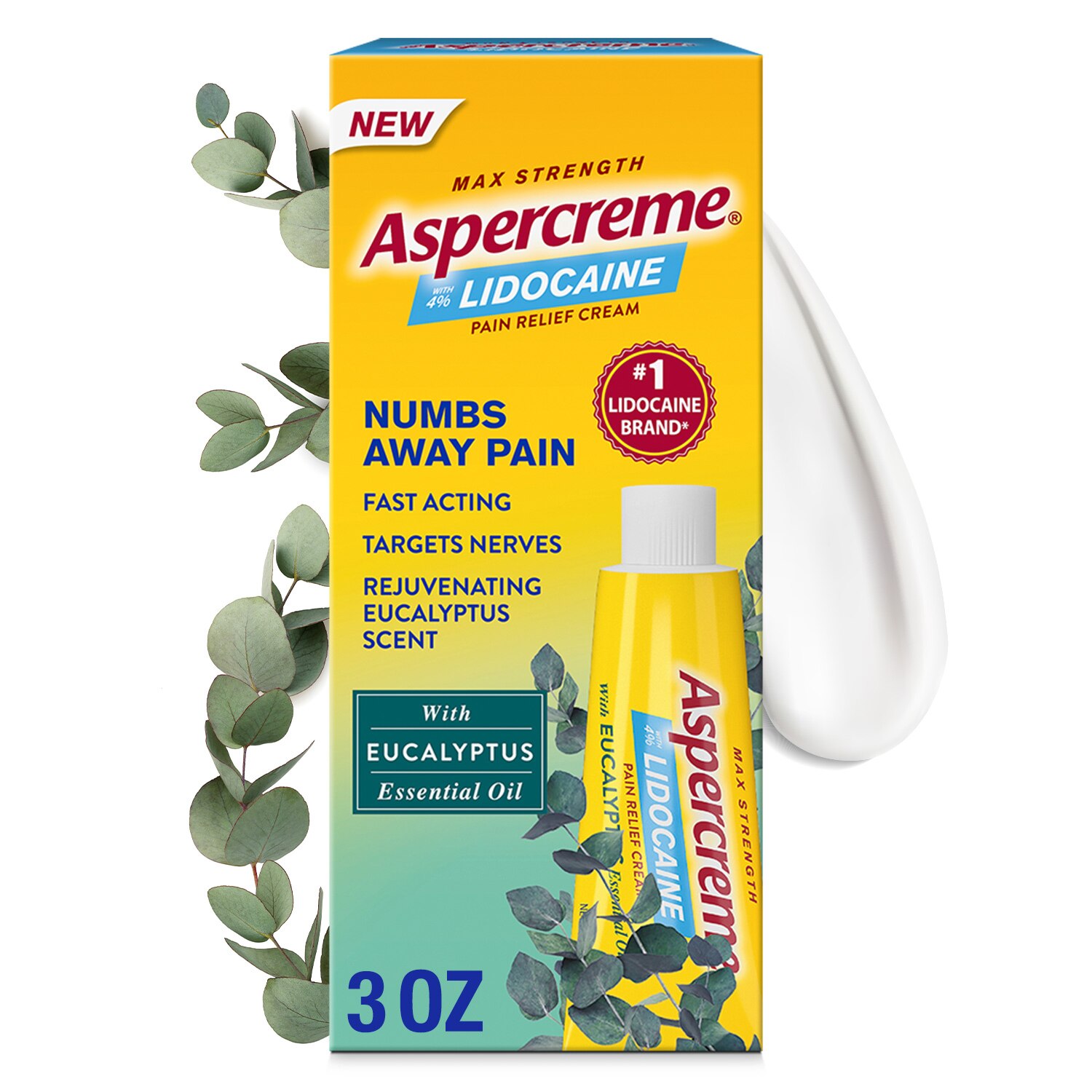 Aspercreme Lidocaine Cream, Eucalyptus, 3 OZ