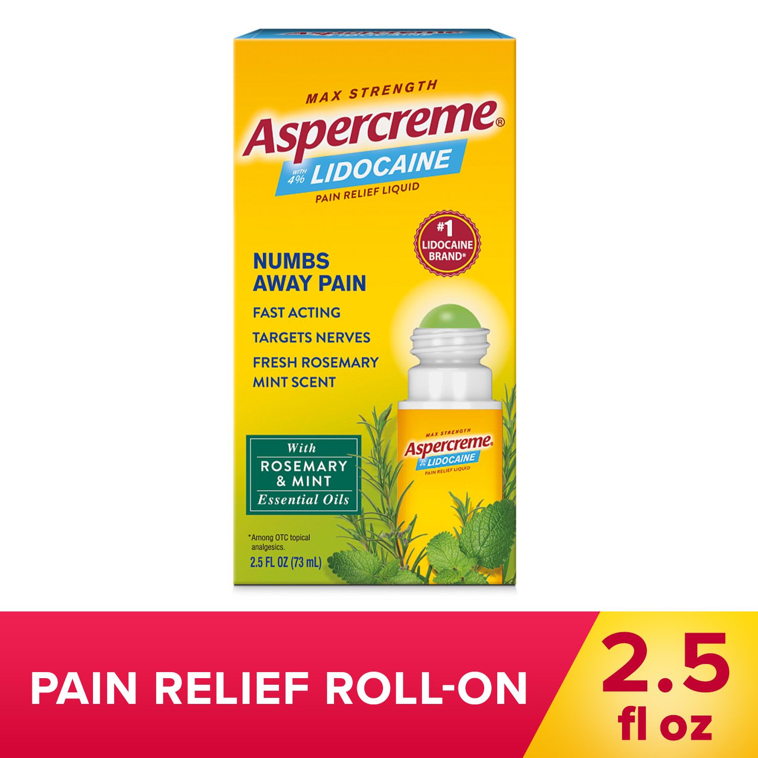 Aspercreme Lidocaine Roll-On, 2.5 OZ