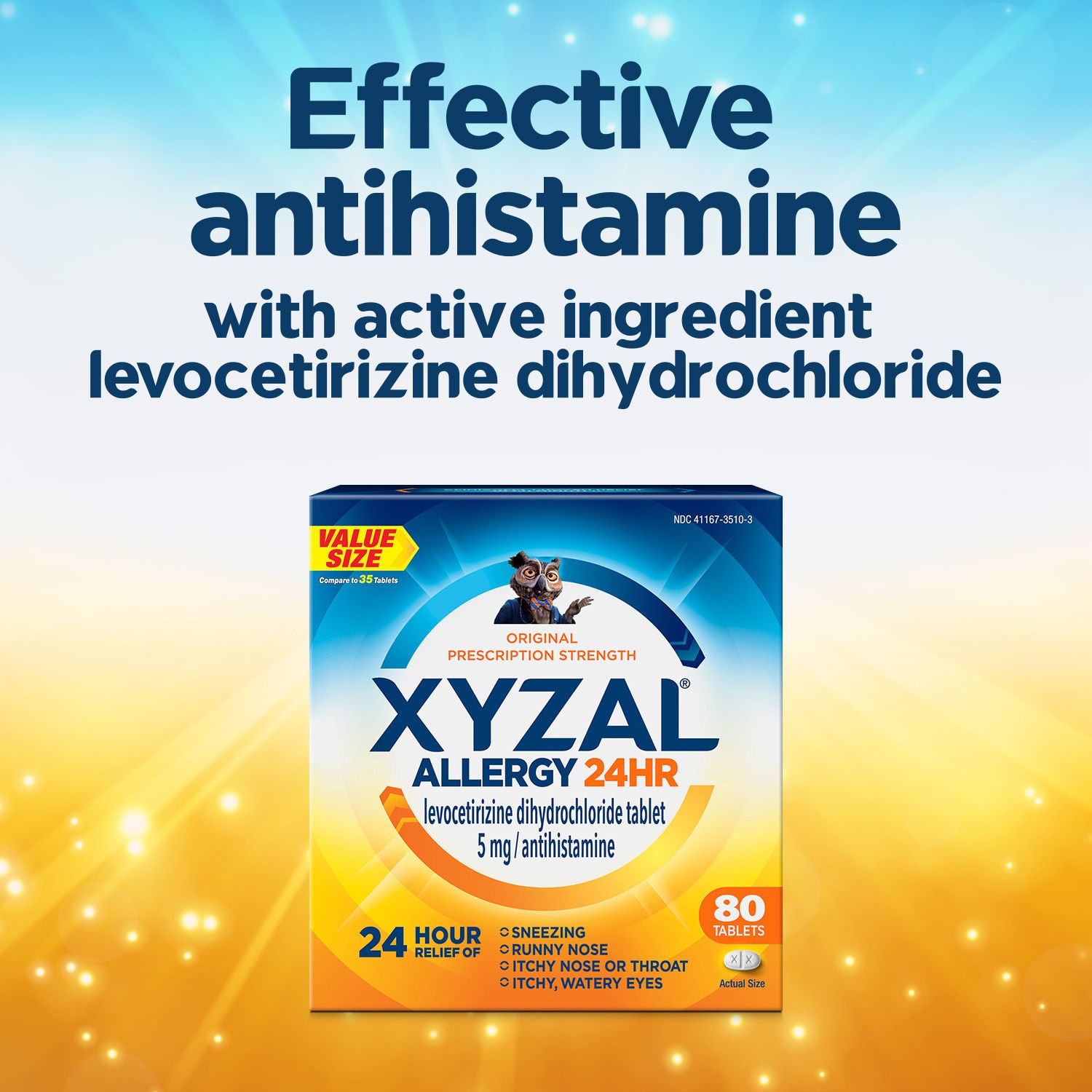 Xyzal 24HR Allergy Relief Medicine, Prescription Strength